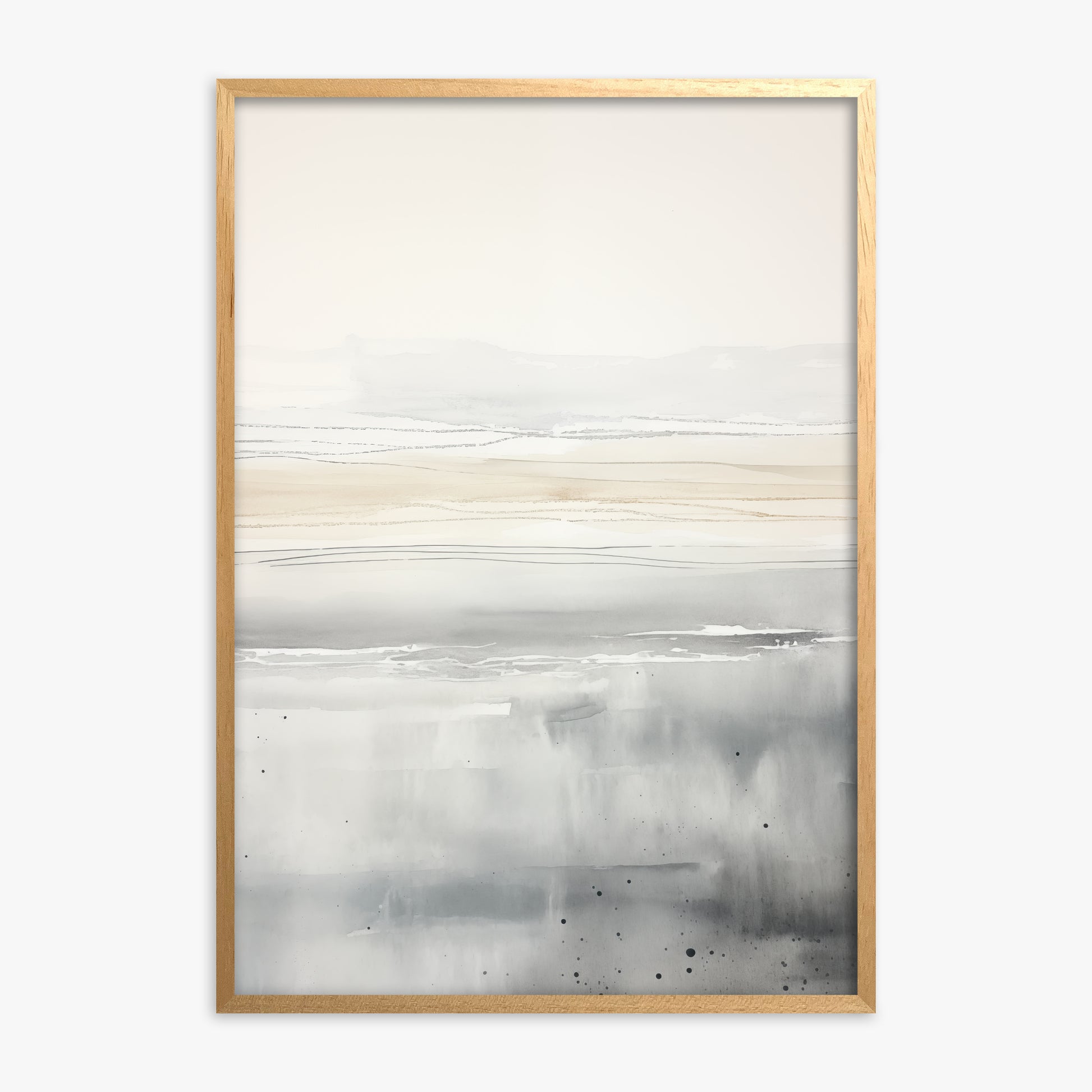 Marshland Horizon, Oak Framed Poster With Oak Frame