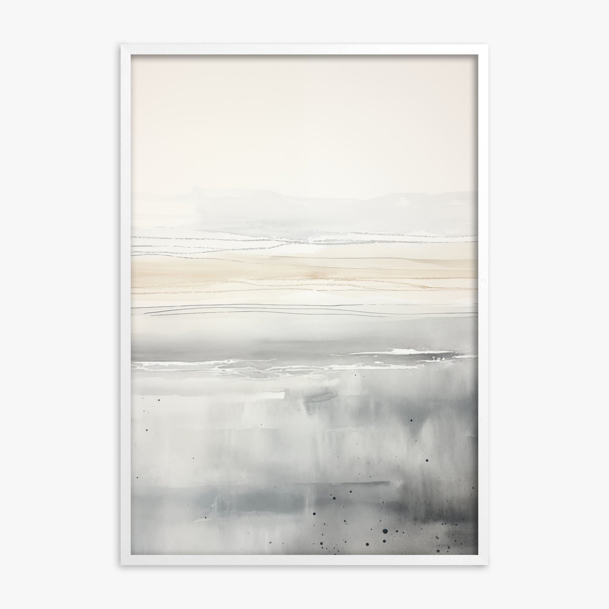 Marshland Horizon, White Framed Poster With White Frame