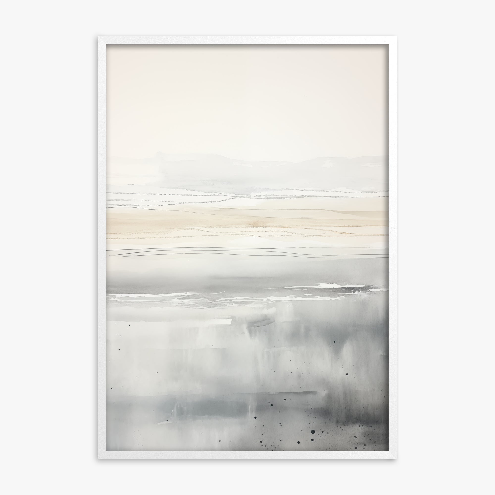 Marshland Horizon, White Framed Poster With White Frame