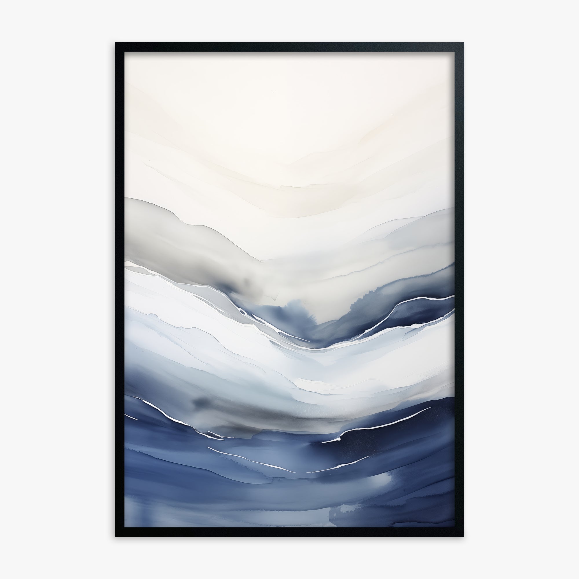 Serene Tides, Black Framed Poster With Black Frame