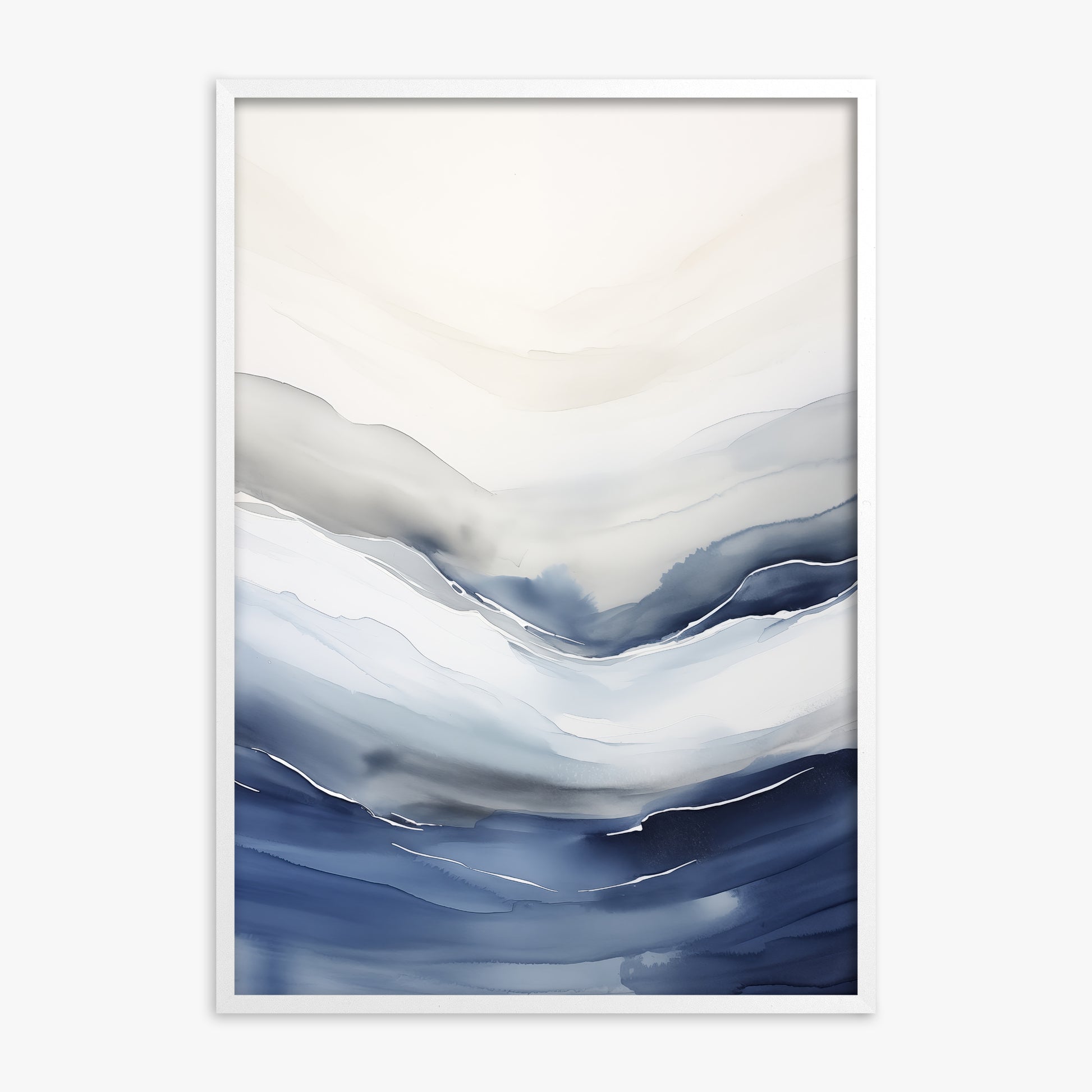 Serene Tides, White Framed Poster With White Frame