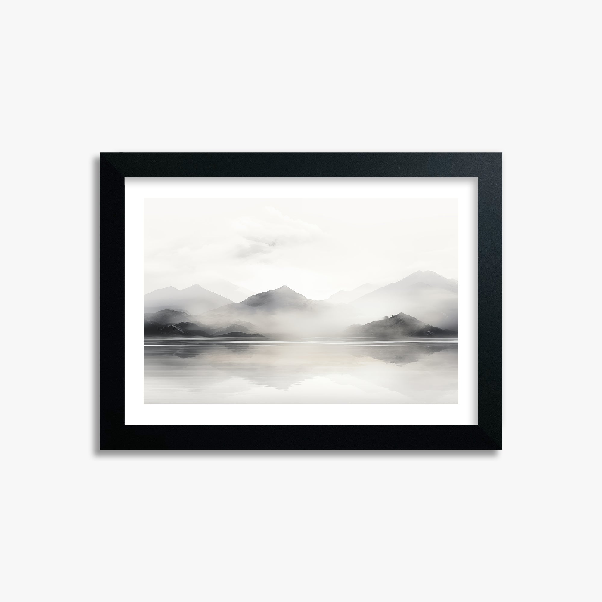 Misty Mountain Reflection, 21x30cm Framed Poster With Black Frame