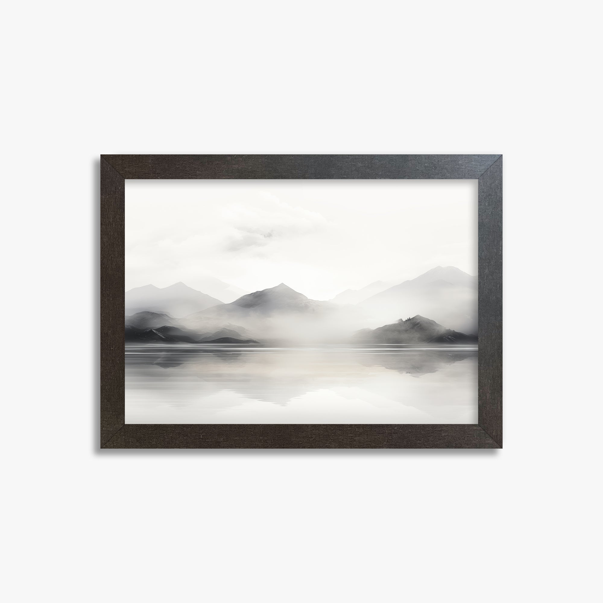 Misty Mountain Reflection, 21x30cm Framed Poster With Espresso Frame