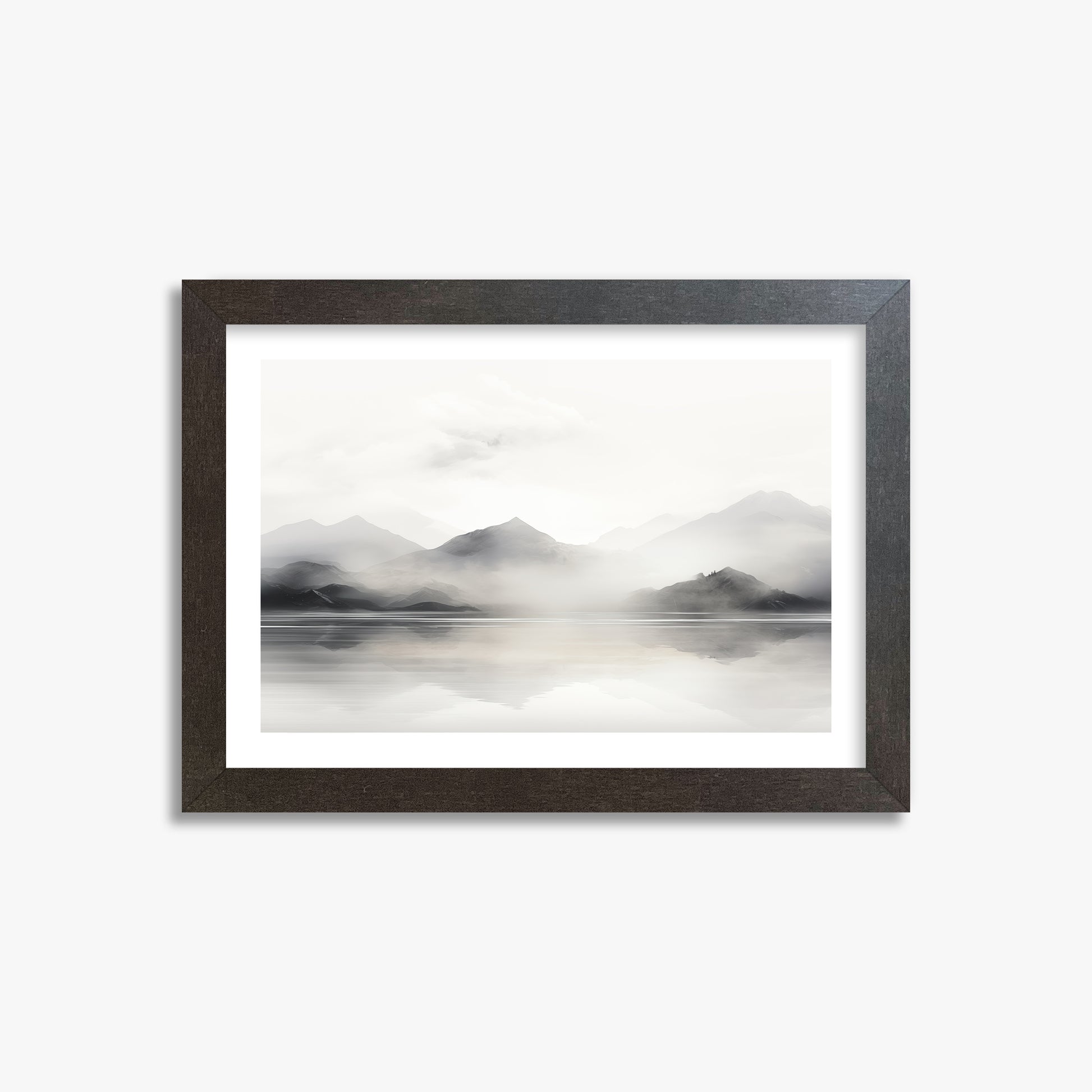 Misty Mountain Reflection, 21x30cm Framed Poster With Espresso Frame