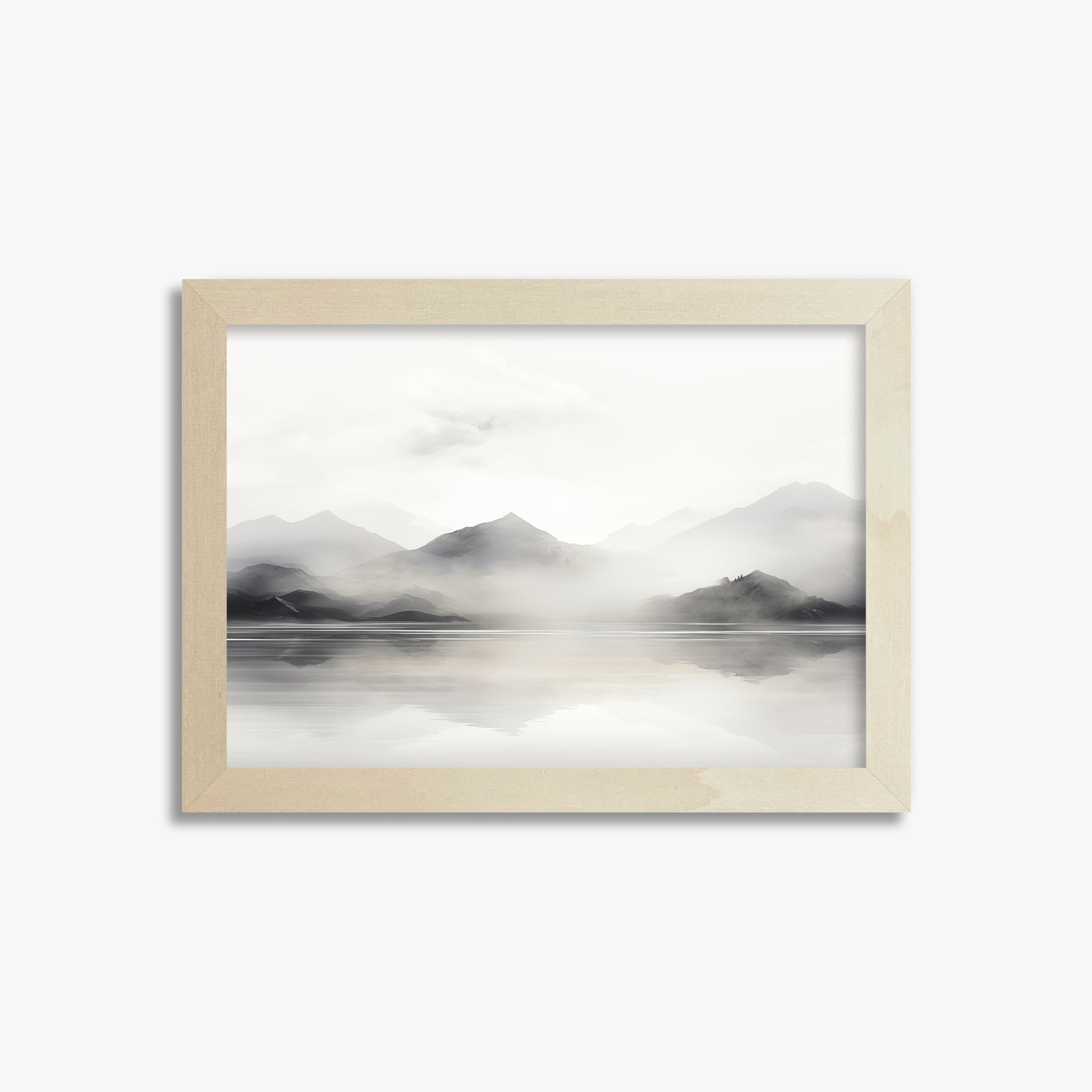 Misty Mountain Reflection, 21x30cm Framed Poster With Lime Wood Frame