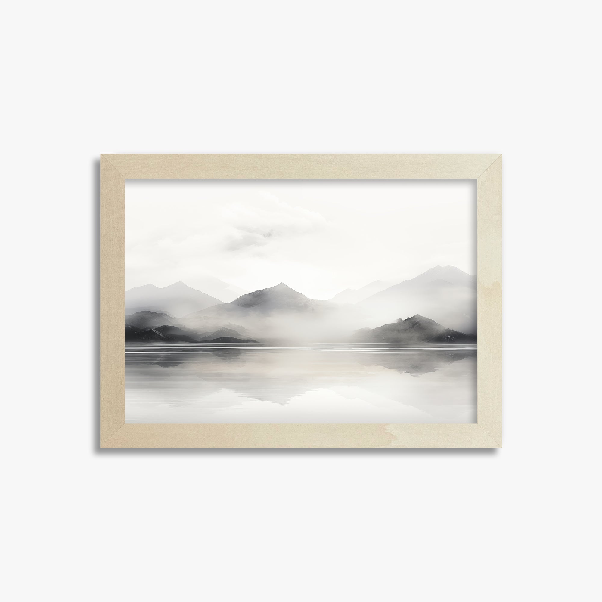Misty Mountain Reflection, 21x30cm Framed Poster With Lime Wood Frame