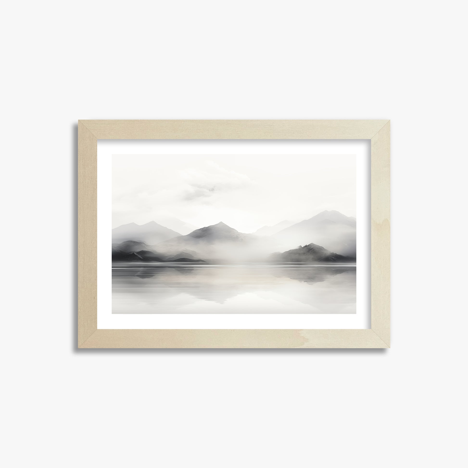 Misty Mountain Reflection, 21x30cm Framed Poster With Lime Wood Frame