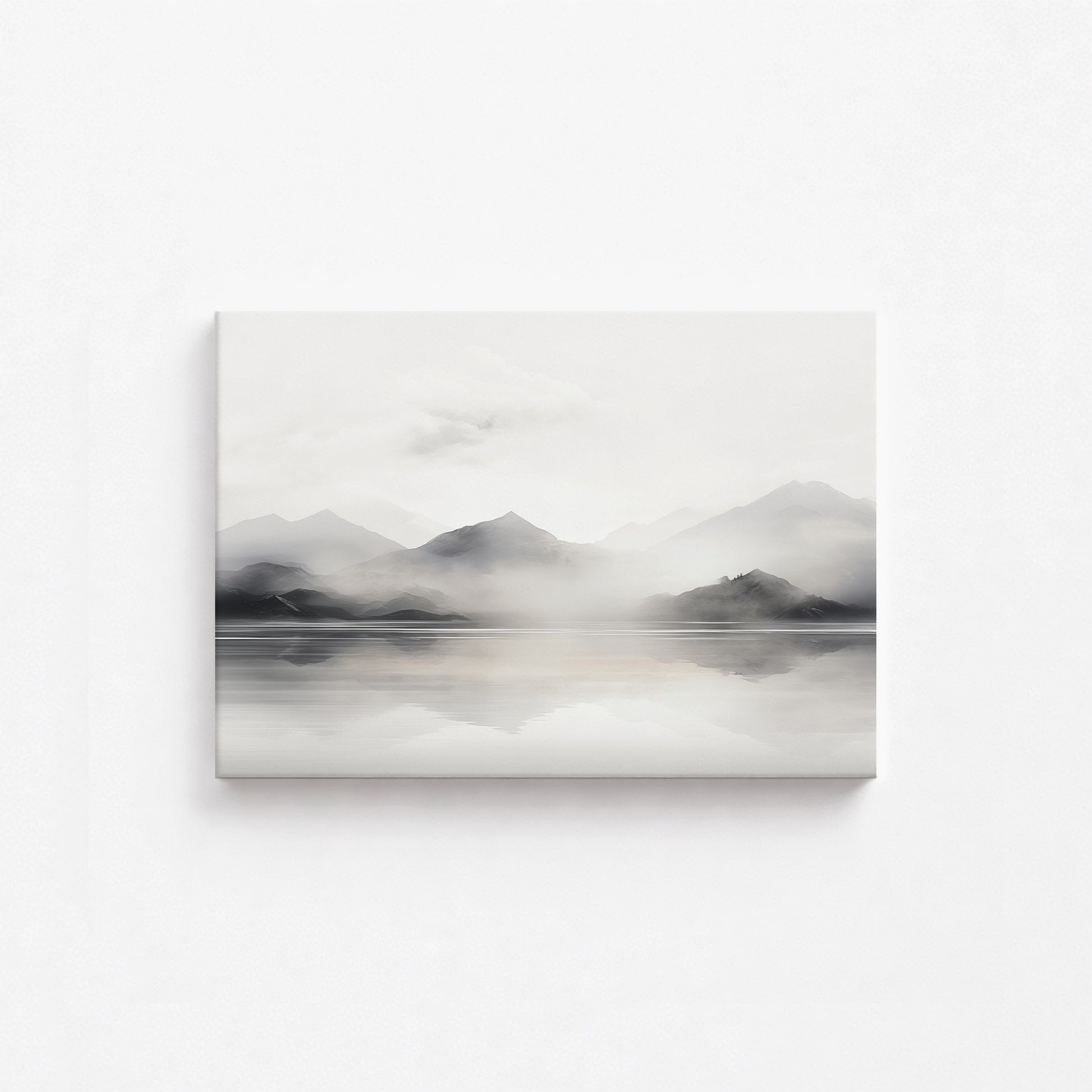 Misty Mountain Reflection, 30x21cm Satin Canvas Poster