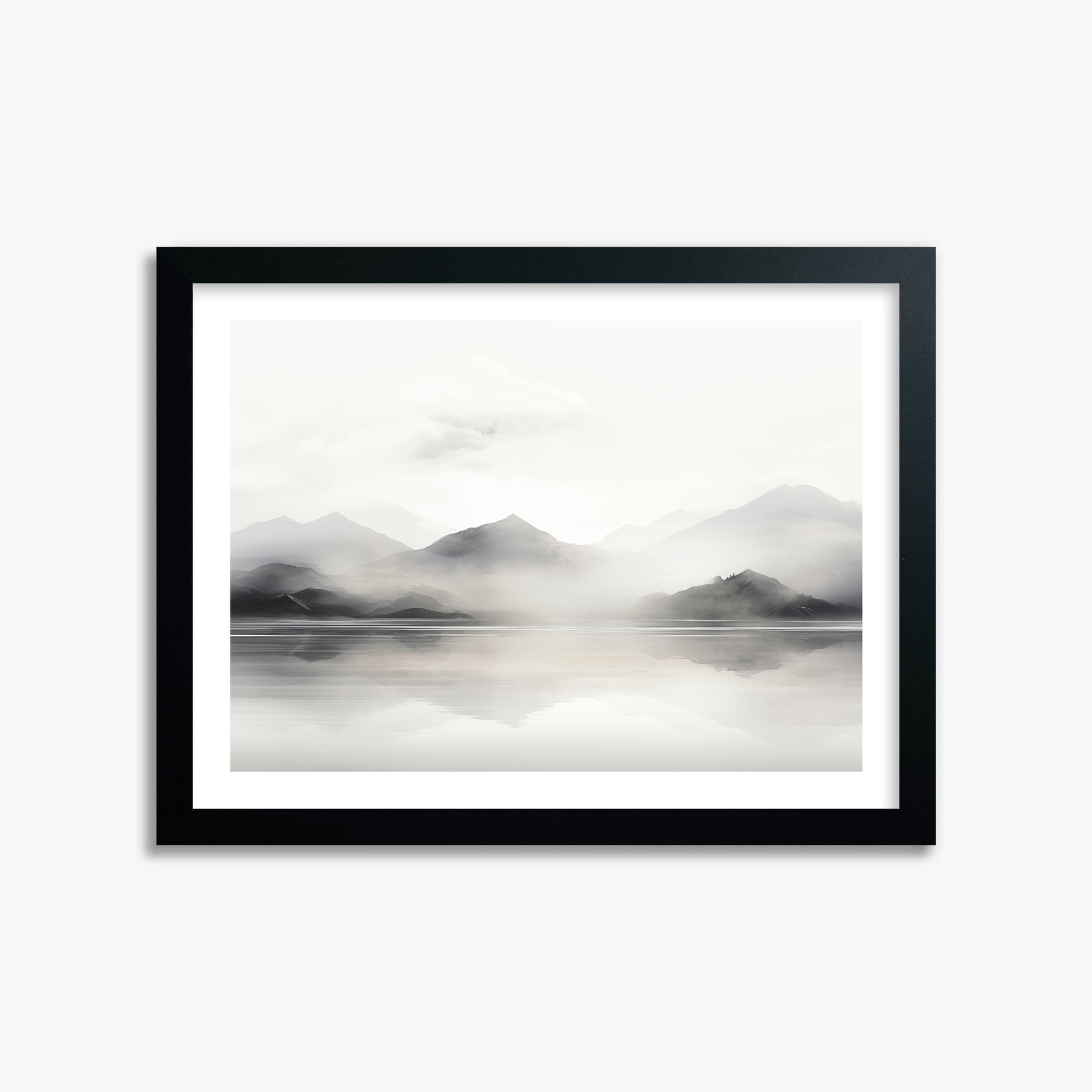 Misty Mountain Reflection, 30x40cm Framed Poster With Black Frame