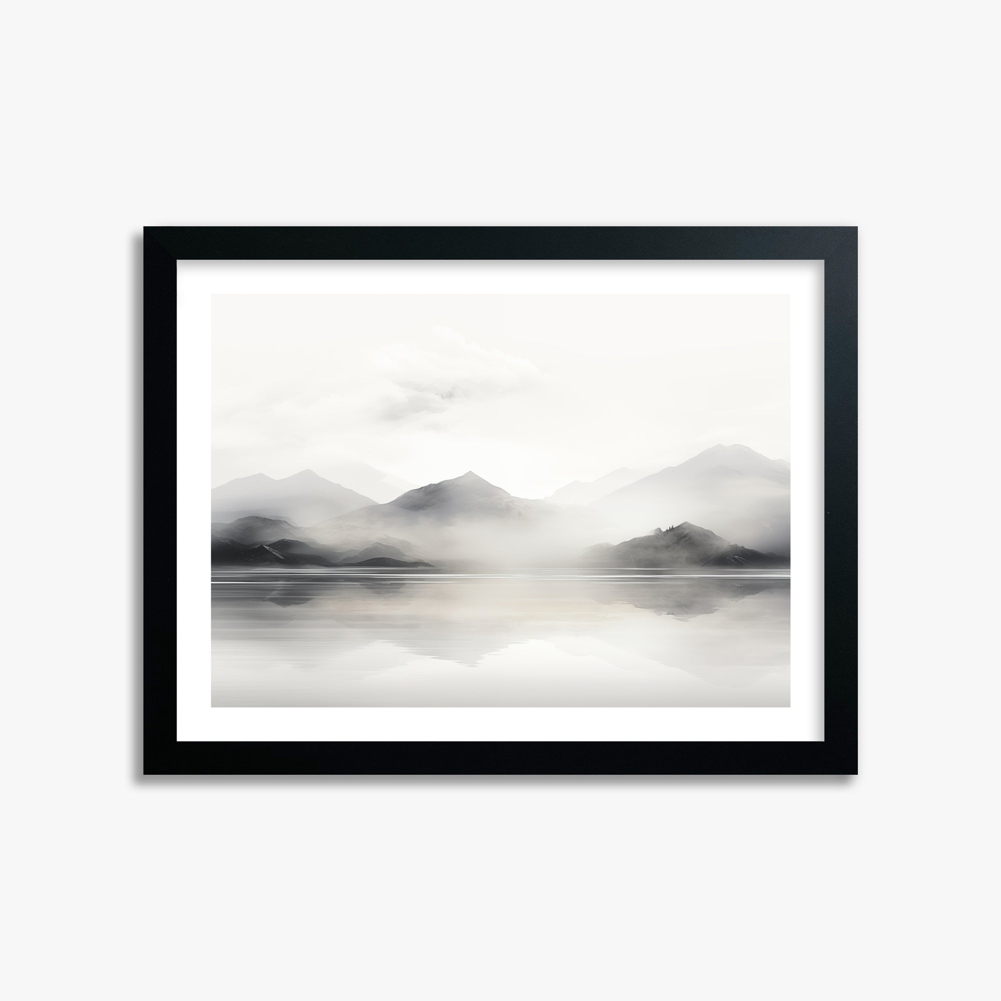 Misty Mountain Reflection, 30x40cm Framed Poster With Black Frame