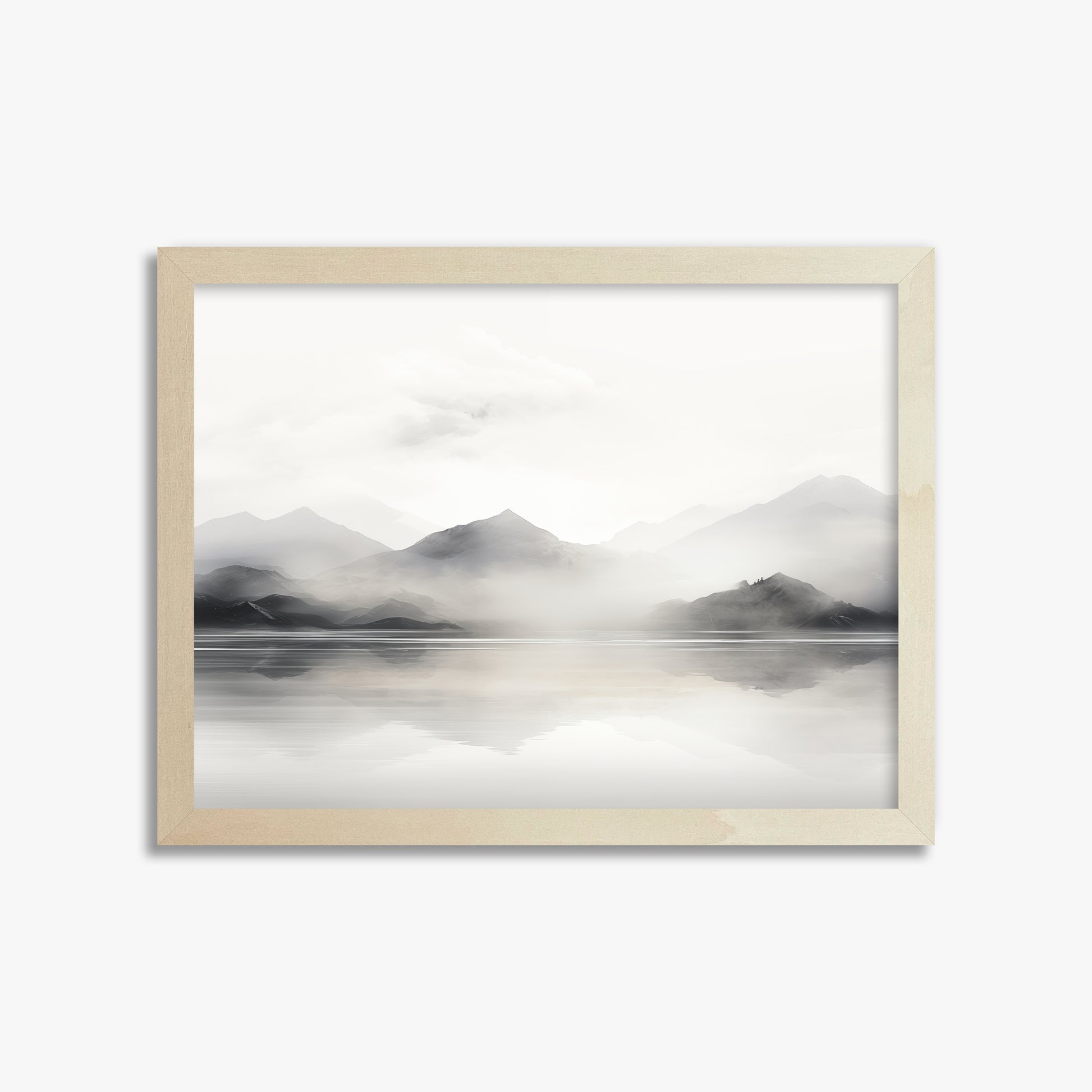 Misty Mountain Reflection, 30x40cm Framed Poster With Lime Wood Frame