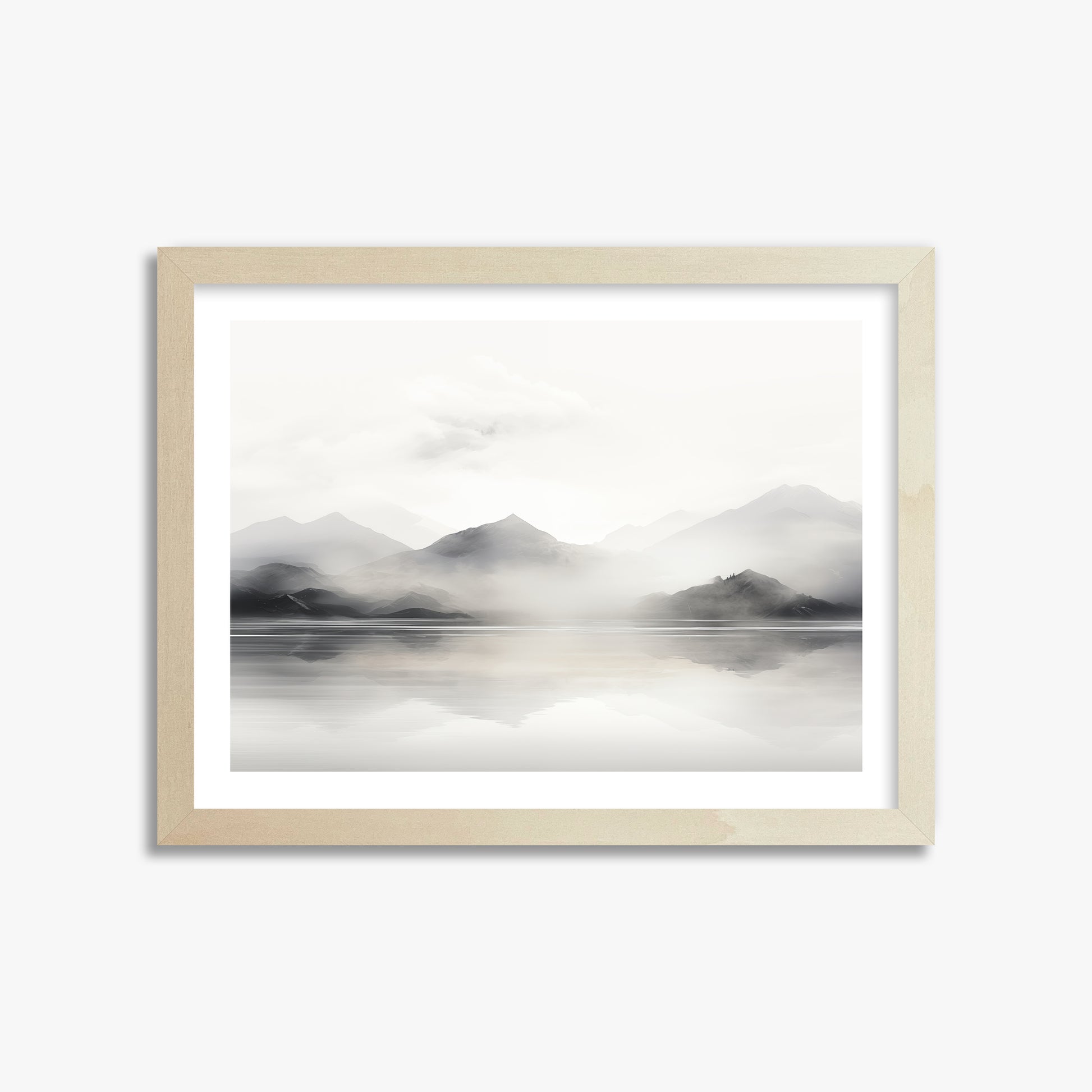 Misty Mountain Reflection, 30x40cm Framed Poster With Lime Wood Frame