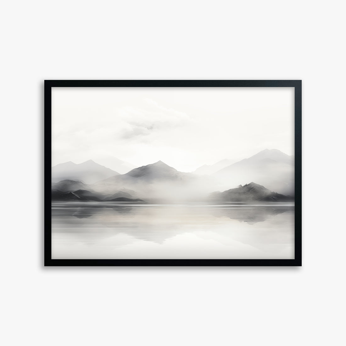 Misty Mountain Reflection, 50x70cm Framed Poster With Black Frame