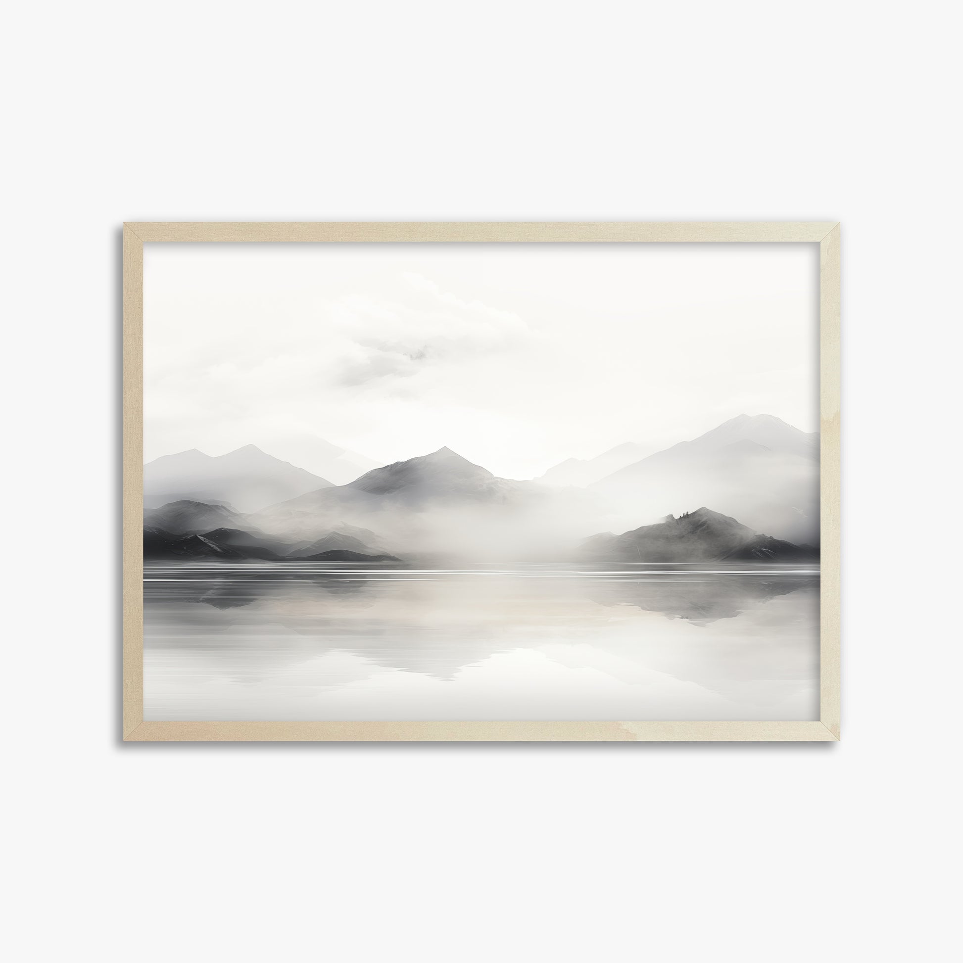 Misty Mountain Reflection, 50x70cm Framed Poster With Lime Wood Frame