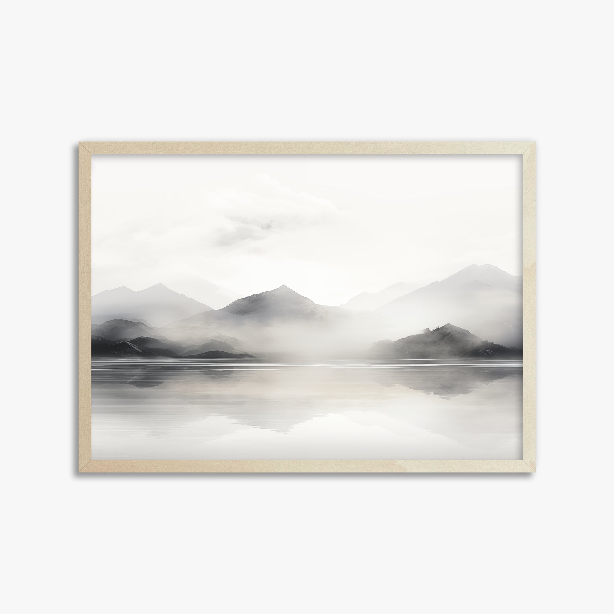 Misty Mountain Reflection, 50x70cm Framed Poster With Lime Wood Frame