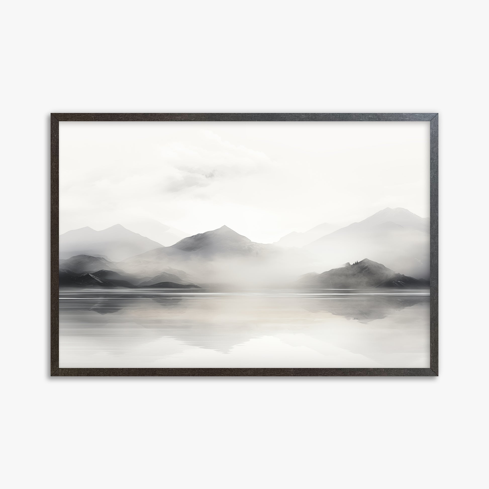 Misty Mountain Reflection, 61x91cm Framed Poster With Espresso Frame
