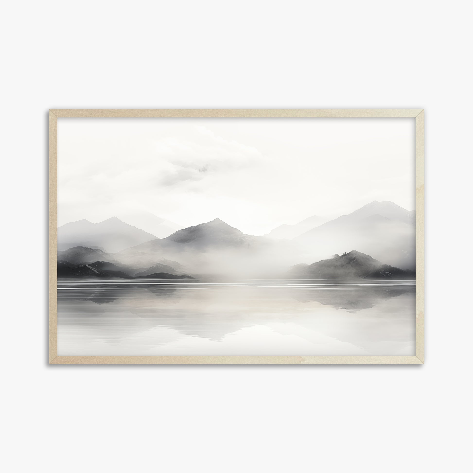Misty Mountain Reflection, 61x91cm Framed Poster With Lime Wood Frame