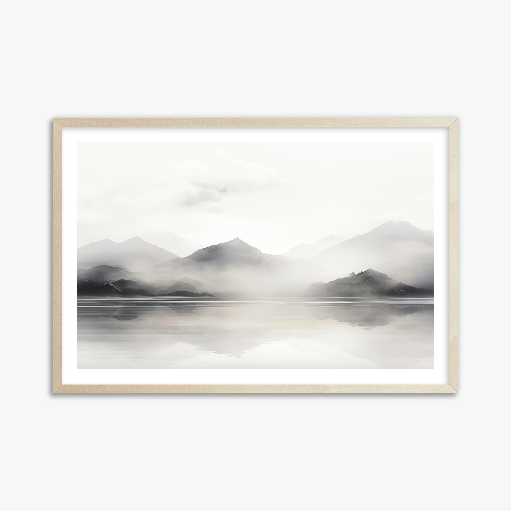 Misty Mountain Reflection, 61x91cm Framed Poster With Lime Wood Frame