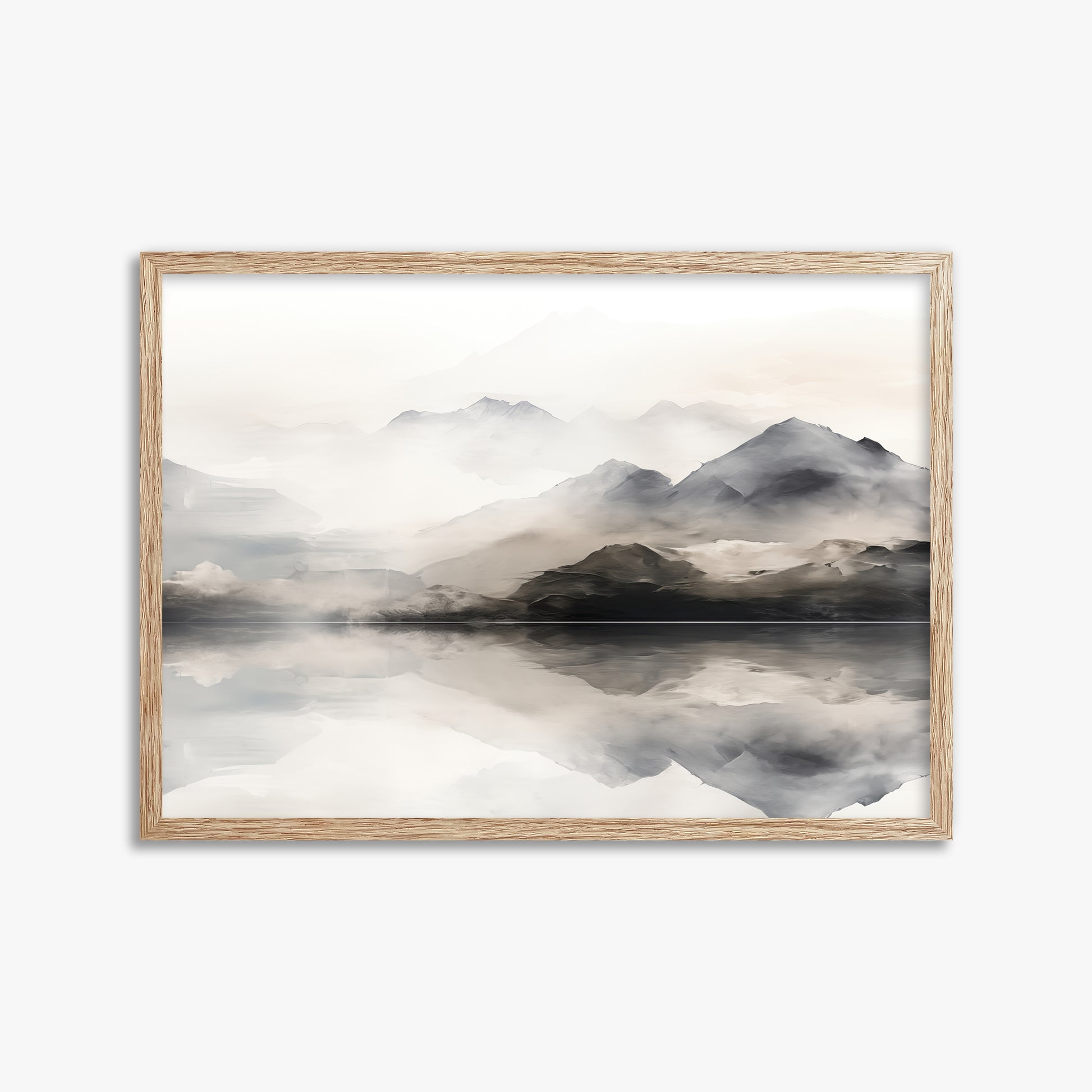 Twin Peaks Mirror, 50x70cm Framed Poster With Raw Oak Frame
