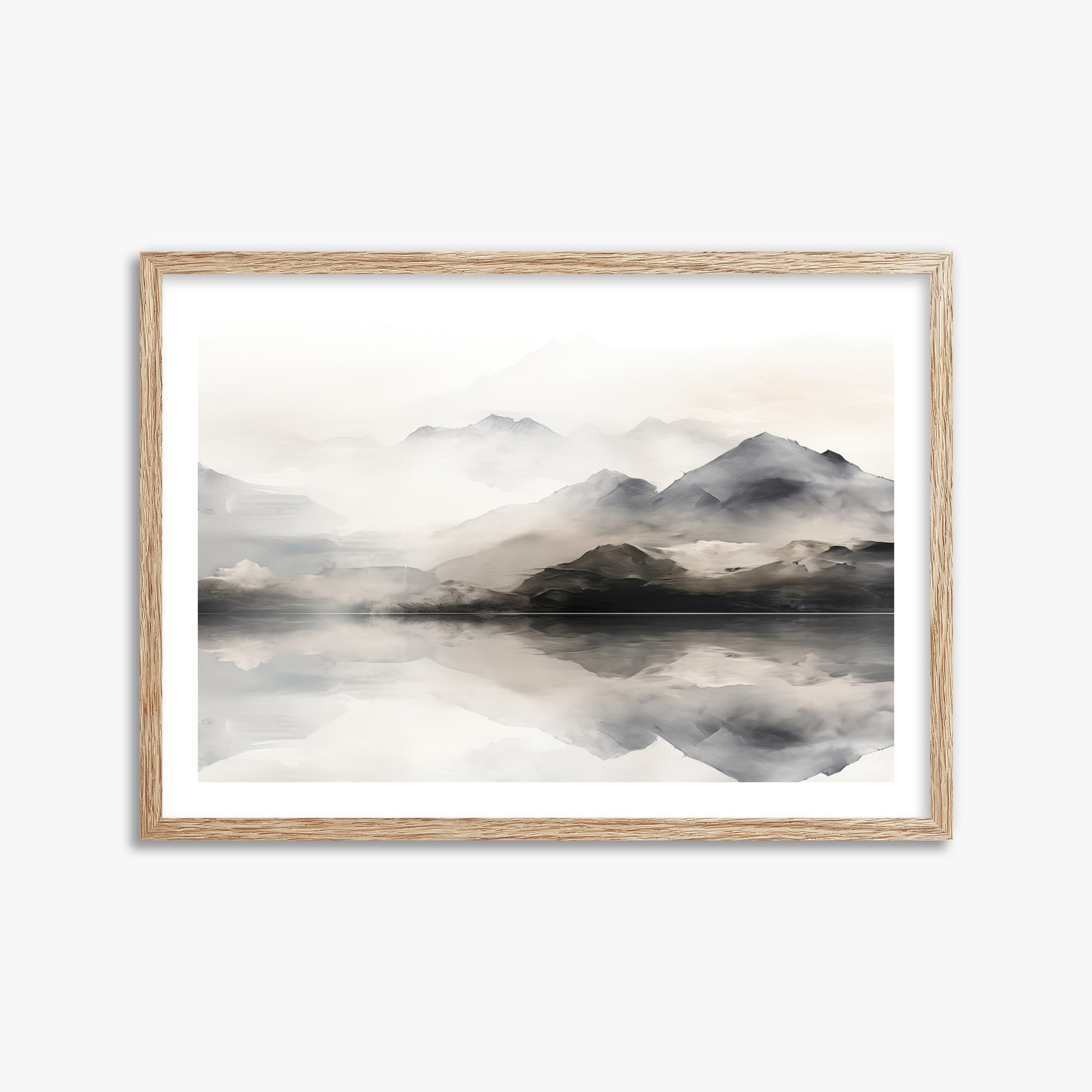 Twin Peaks Mirror, 50x70cm Framed Poster With Raw Oak Frame