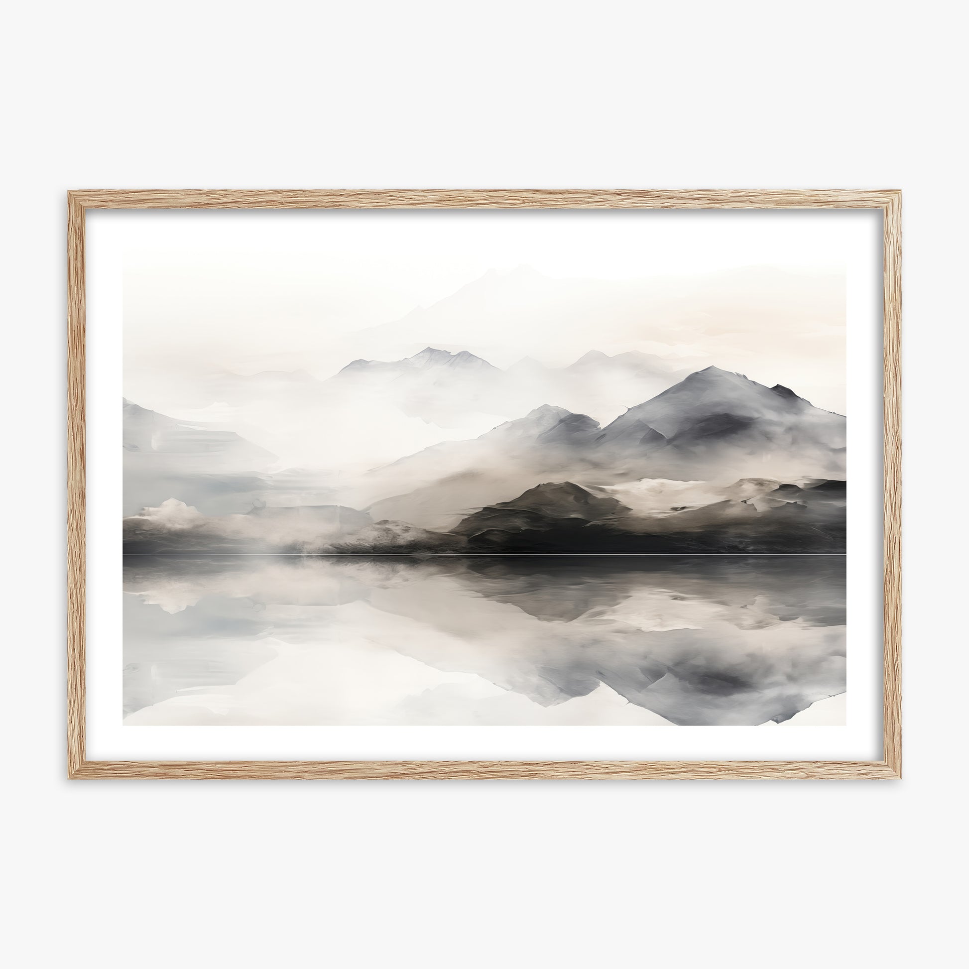 Twin Peaks Mirror, 70x100cm Framed Poster With Raw Oak Frame