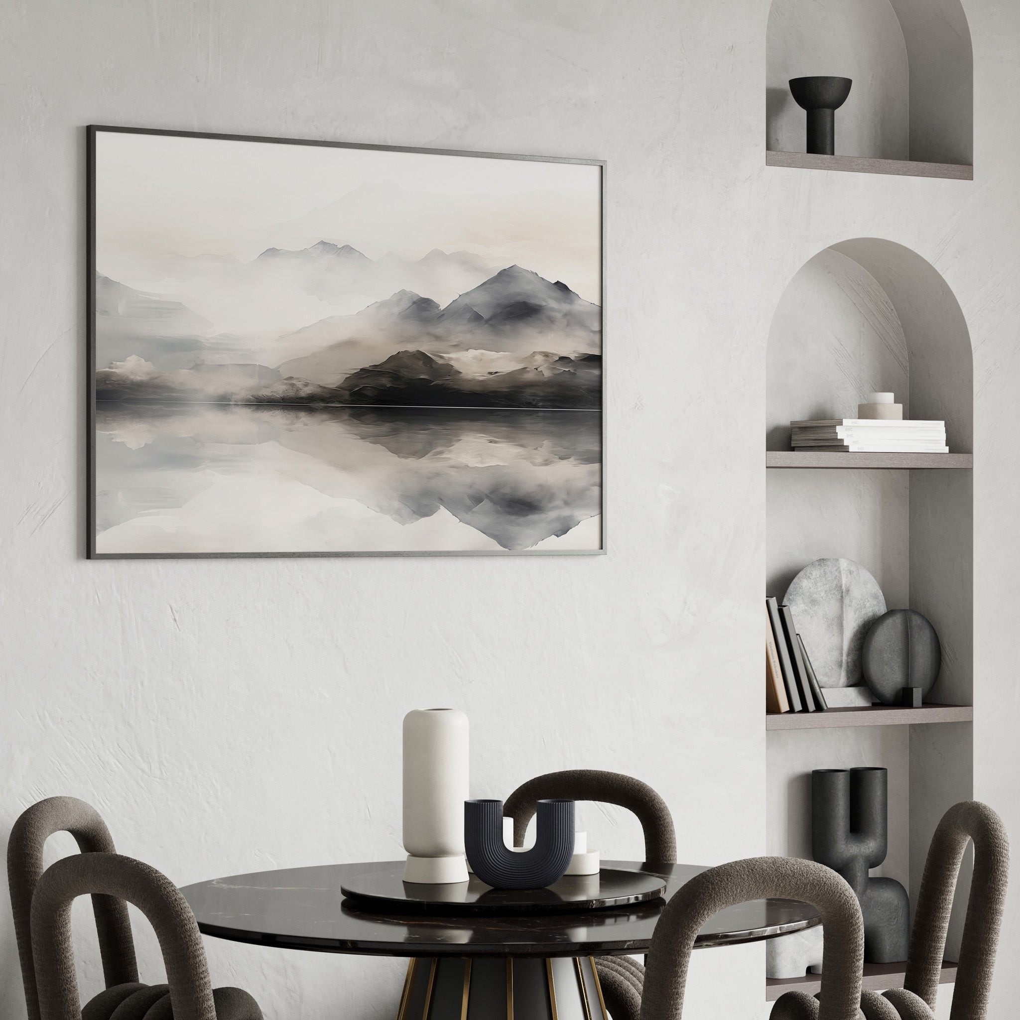 Twin Peaks Mirror — Minimalist Watercolour Landscape Poster