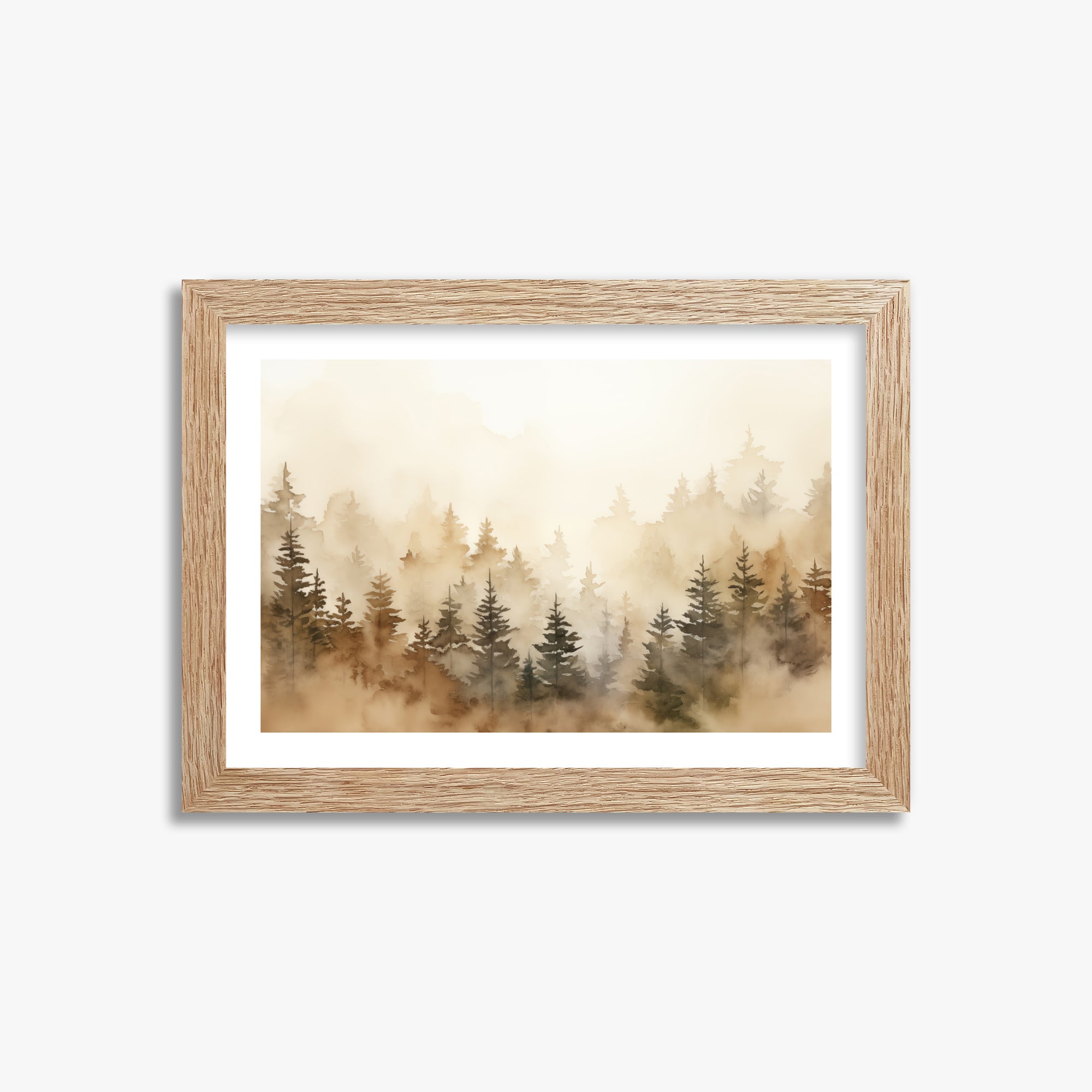 Golden Sylva, 21x30cm Framed Art Reproduction With Raw Oak Frame