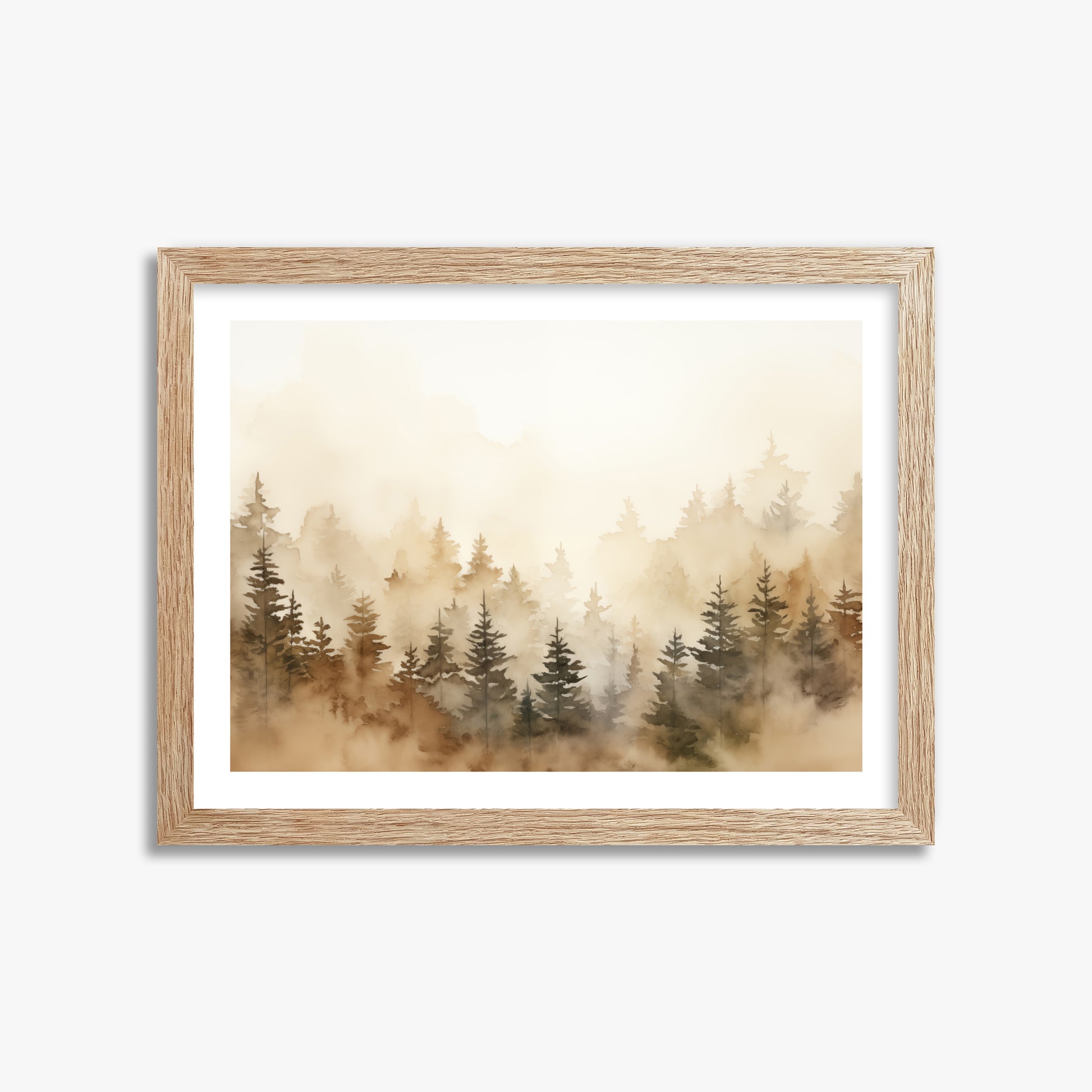Golden Sylva, 30x40cm Framed Art Reproduction With Raw Oak Frame
