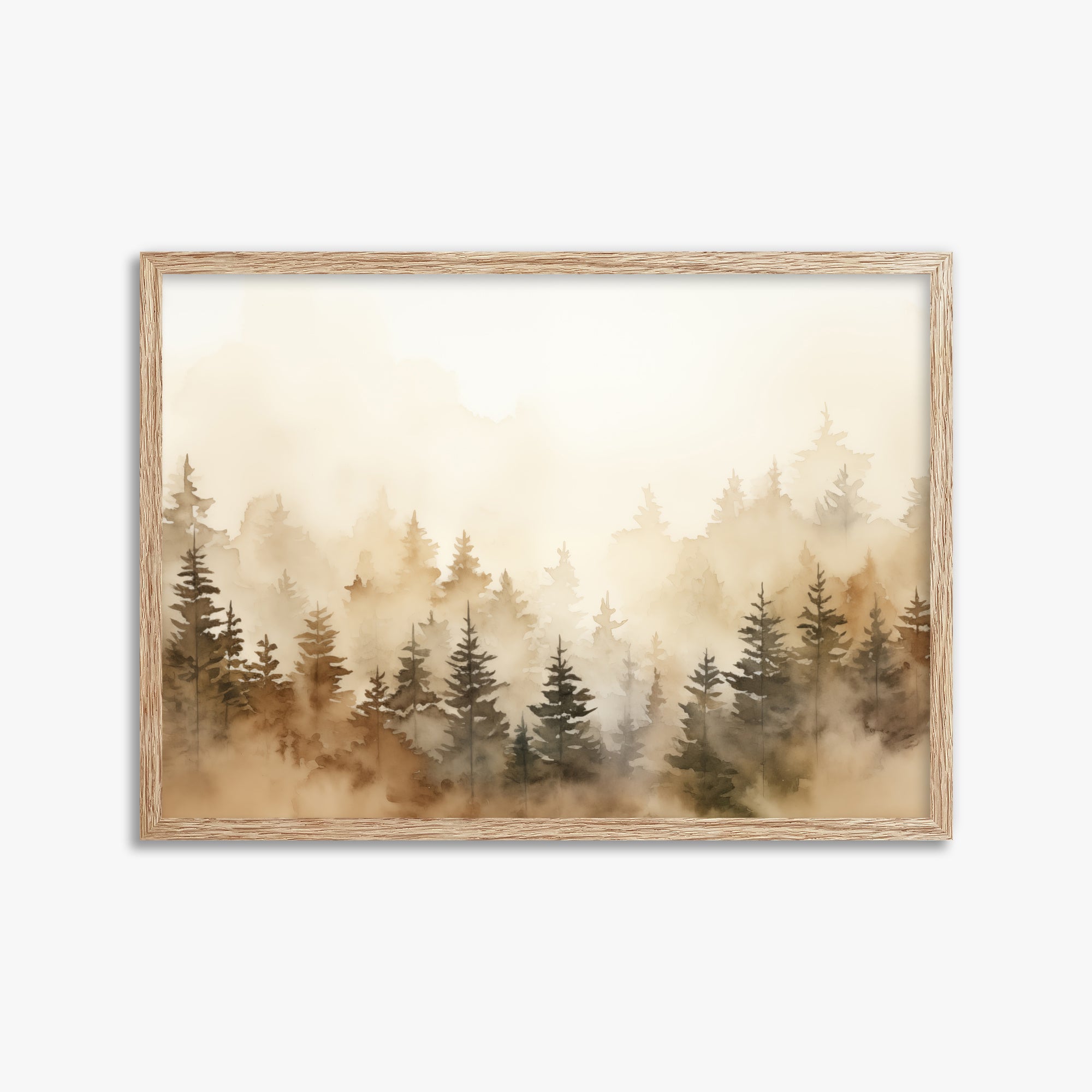 Golden Sylva, 50x70cm Framed Art Reproduction With Raw Oak Frame