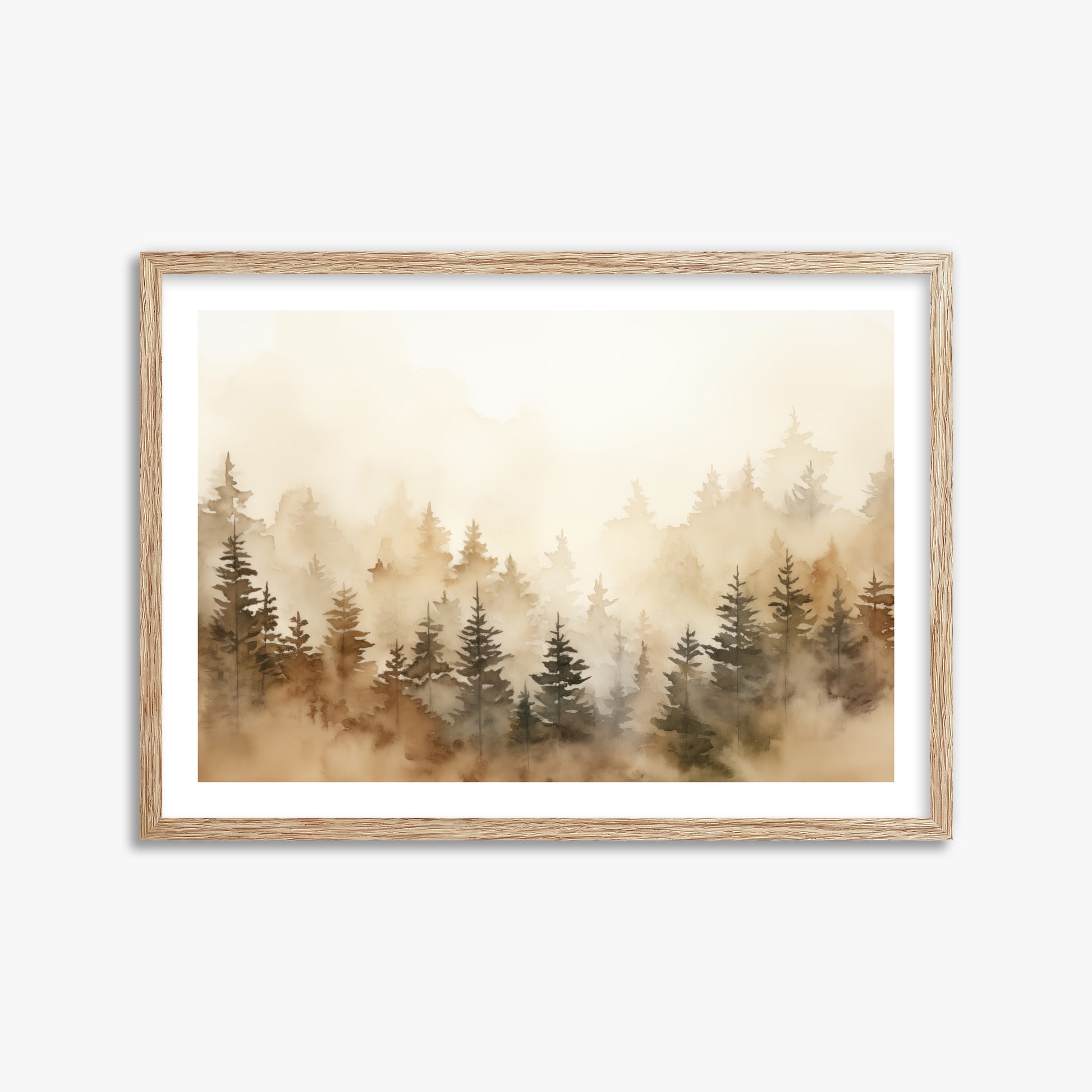 Golden Sylva, 50x70cm Framed Art Reproduction With Raw Oak Frame