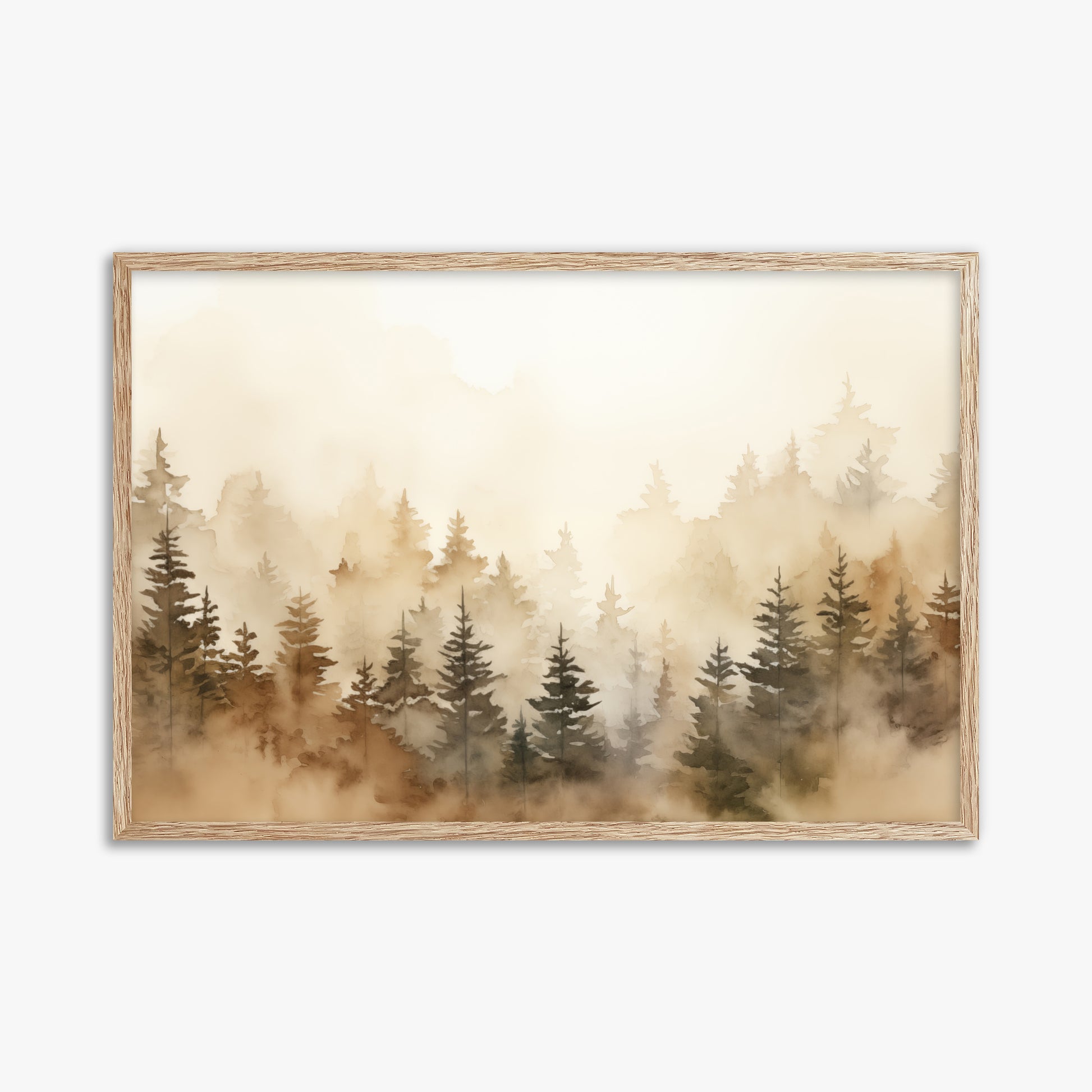 Golden Sylva, 61x91cm Framed Art Reproduction With Raw Oak Frame