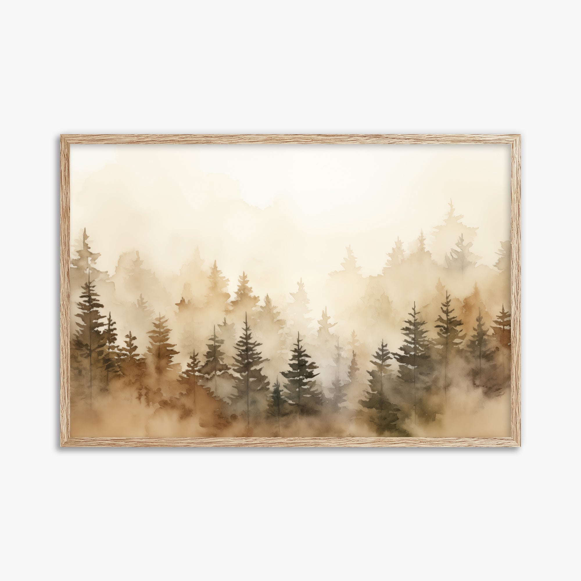 Golden Sylva, 61x91cm Framed Art Reproduction With Raw Oak Frame