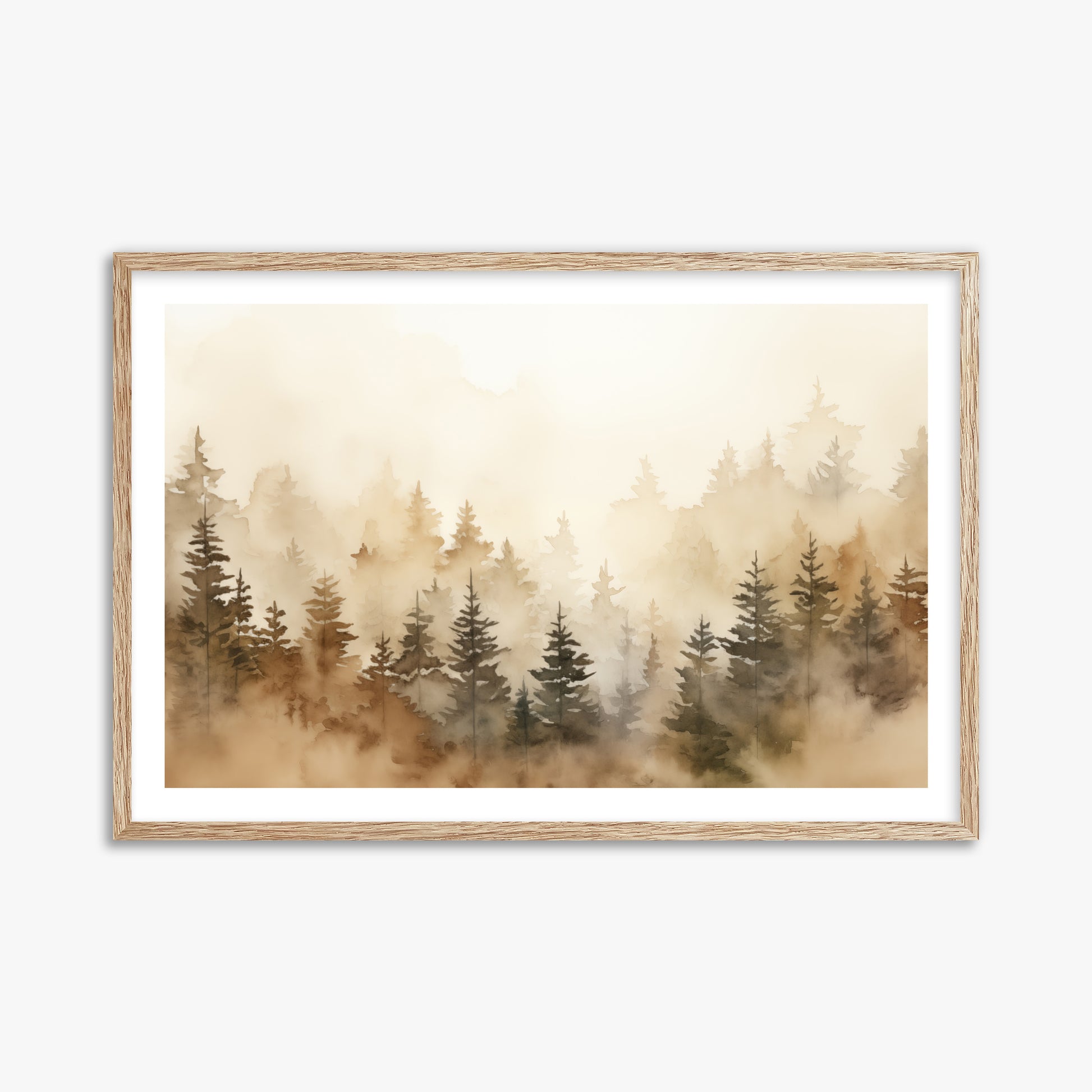 Golden Sylva, 61x91cm Framed Art Reproduction With Raw Oak Frame