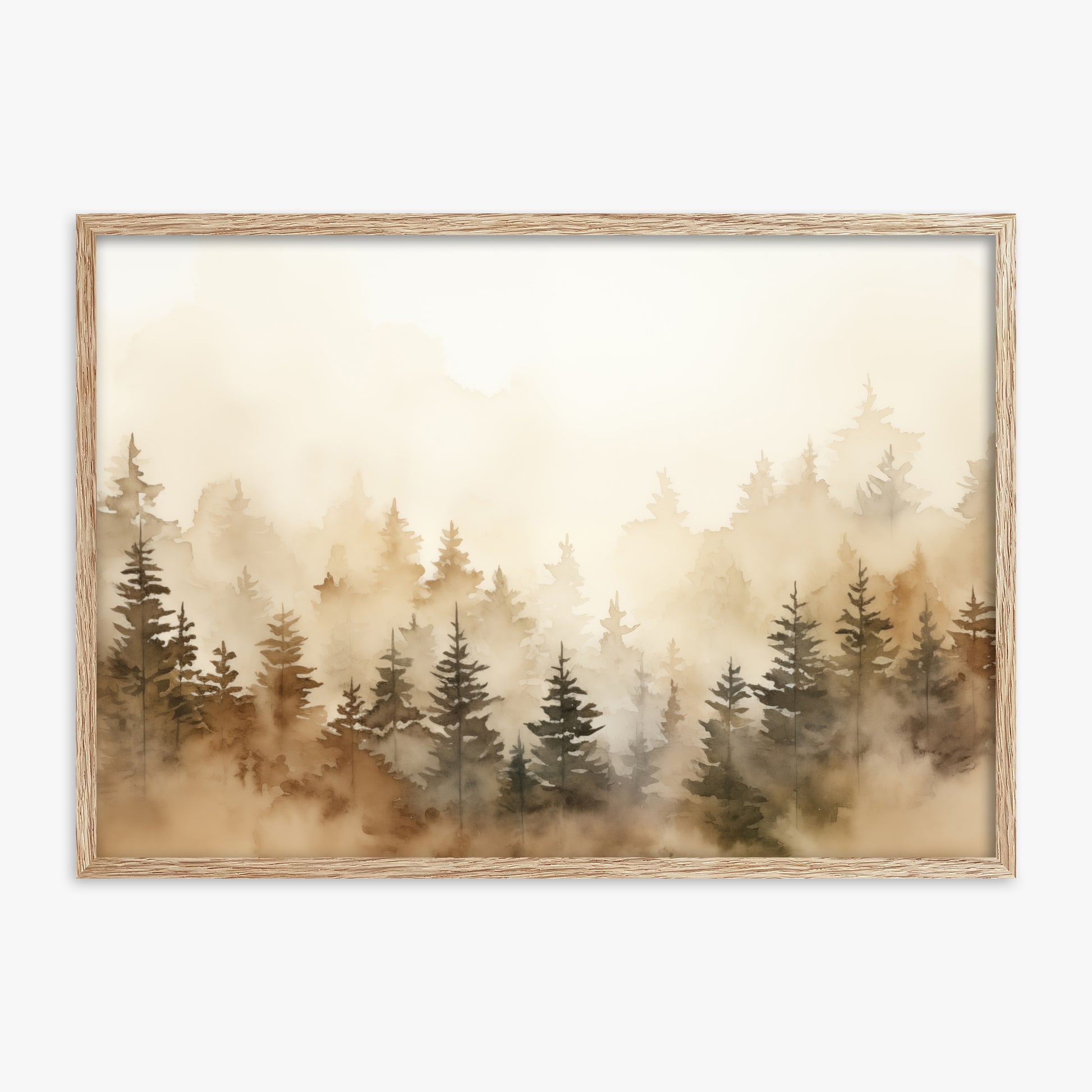 Golden Sylva, 70x100cm Framed Art Reproduction With Raw Oak Frame