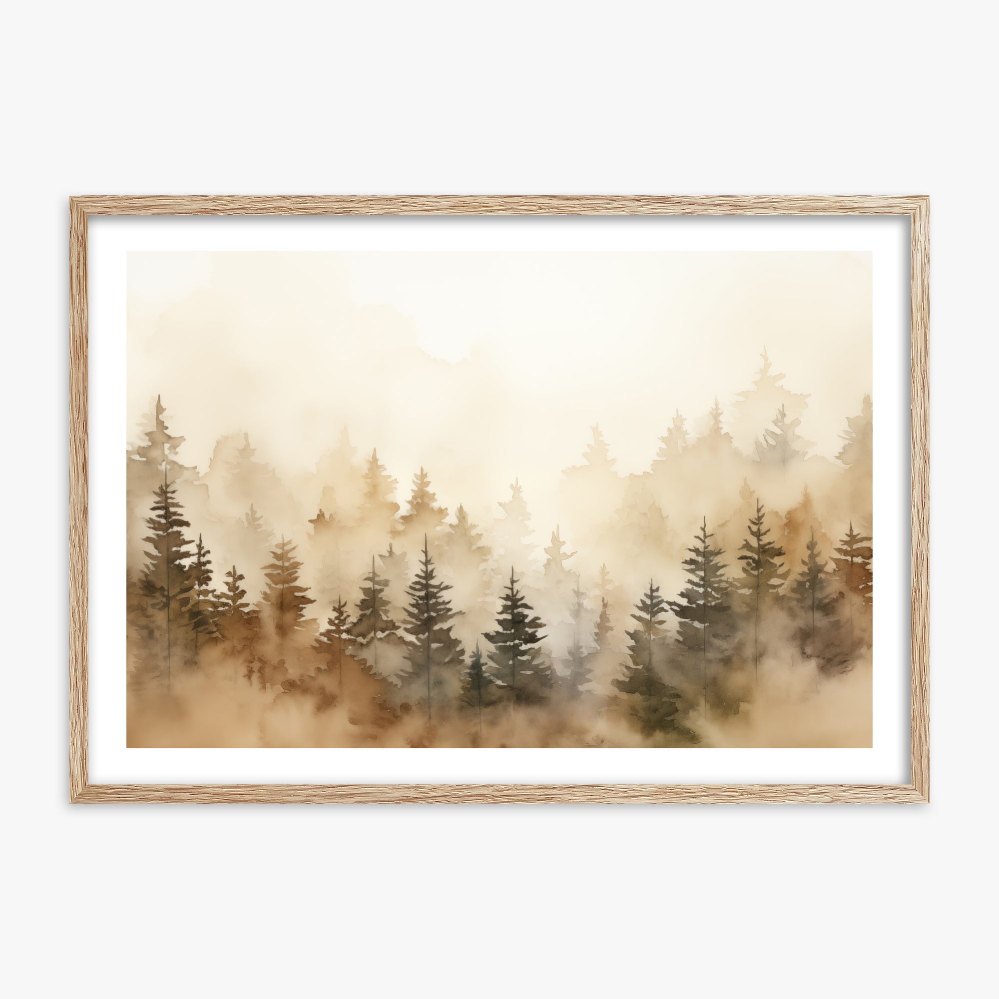 Golden Sylva, 70x100cm Framed Art Reproduction With Raw Oak Frame