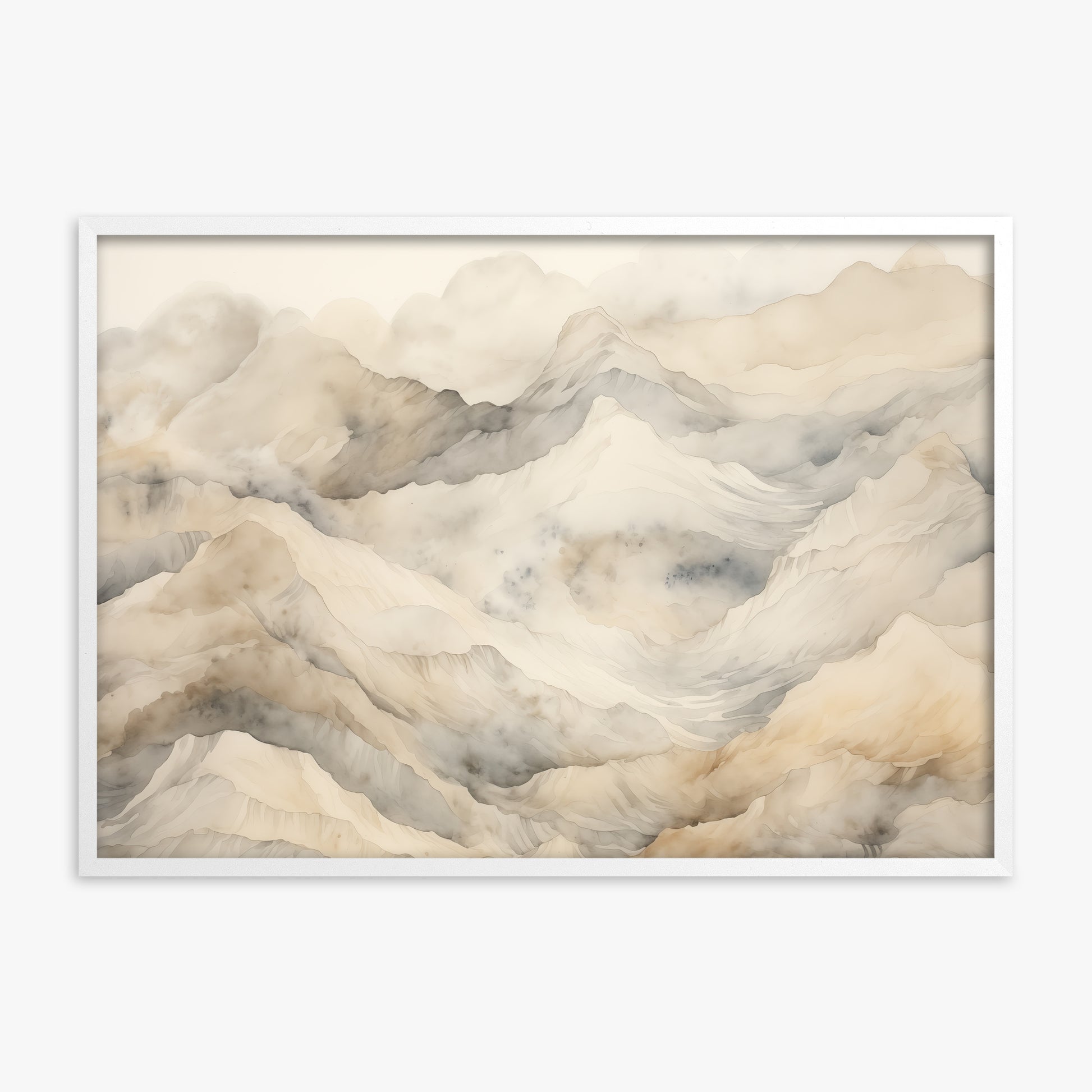 Hazy Crags, White Framed Poster With White Frame