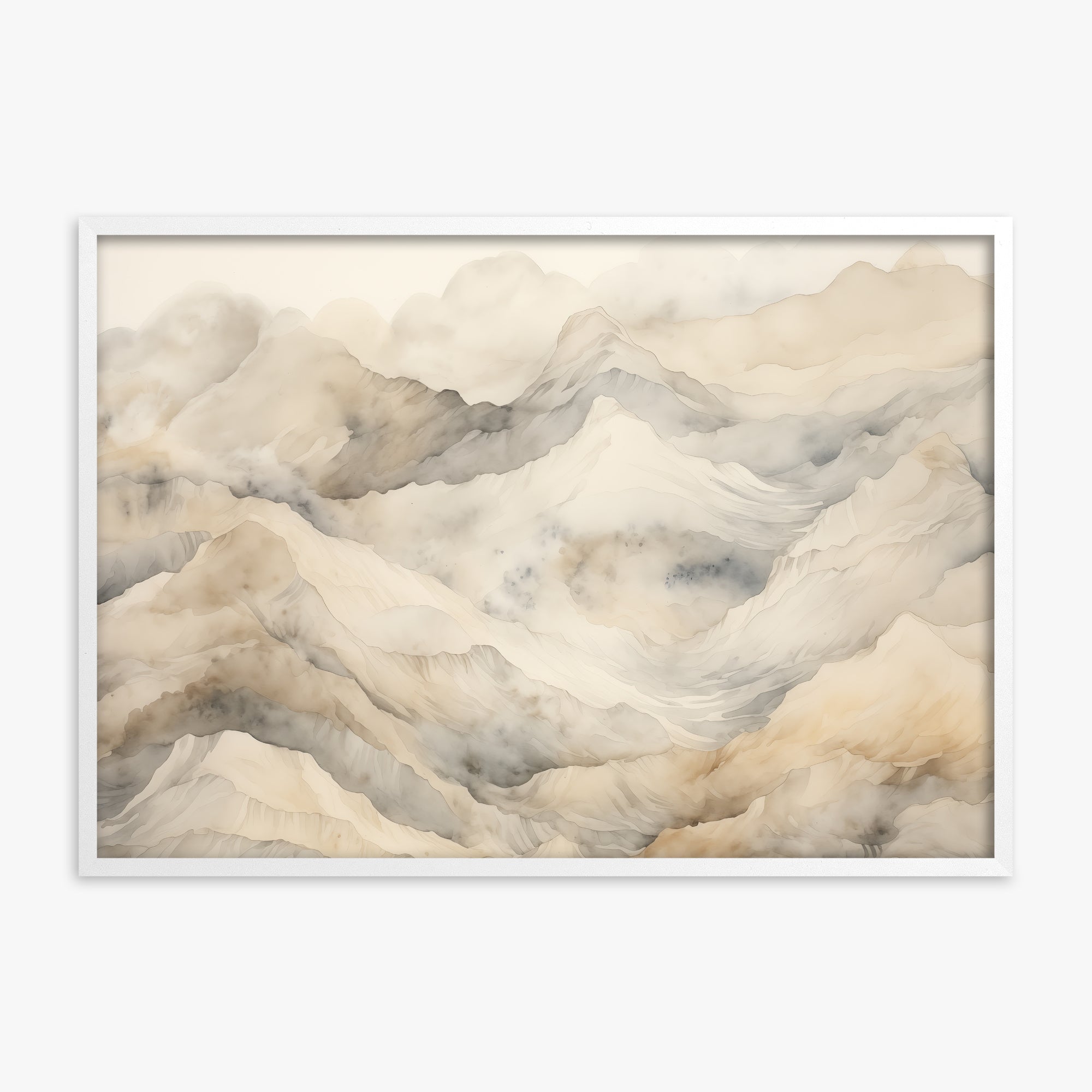 Hazy Crags, White Framed Poster With White Frame