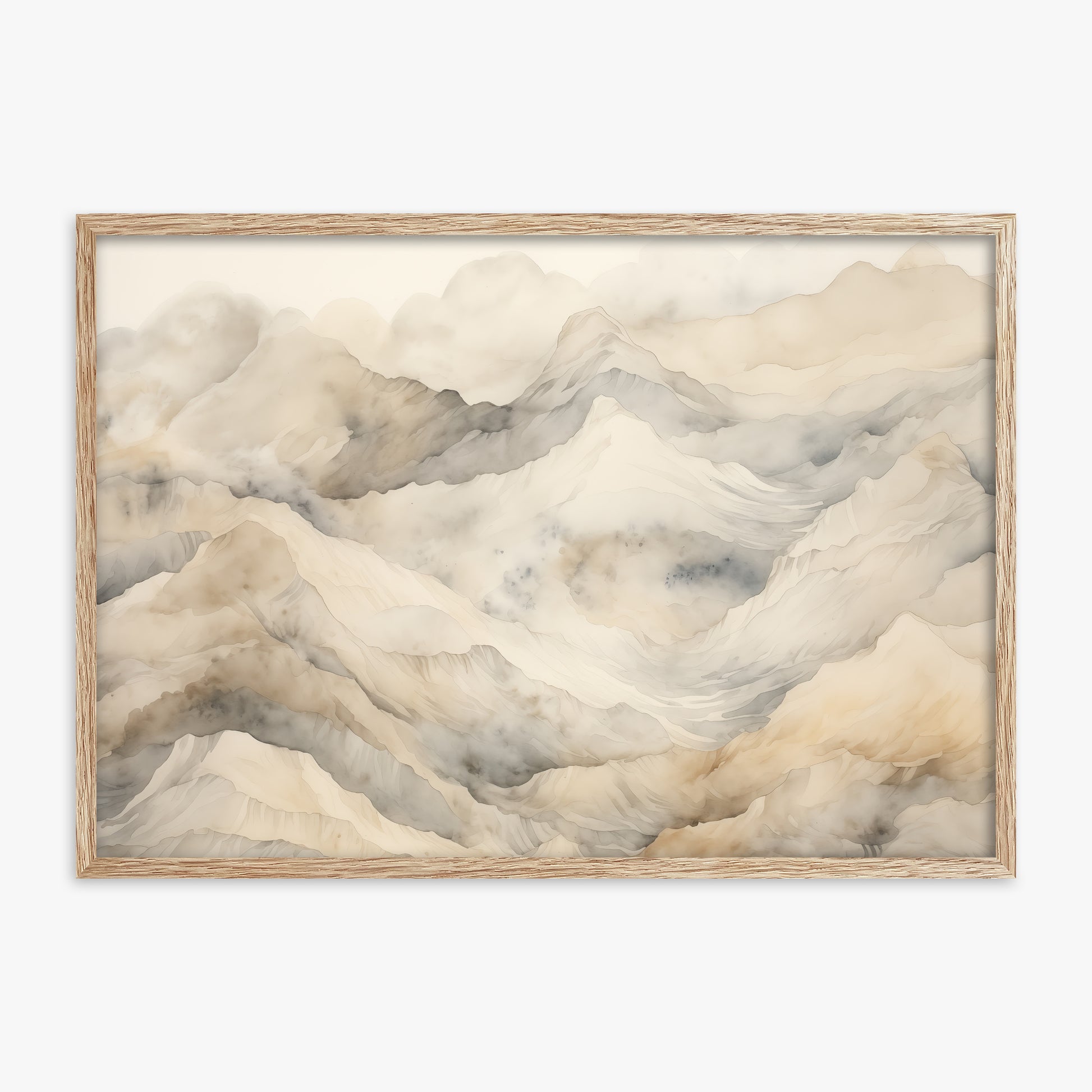 Hazy Crags, 70x100cm Framed Poster With Raw Oak Frame