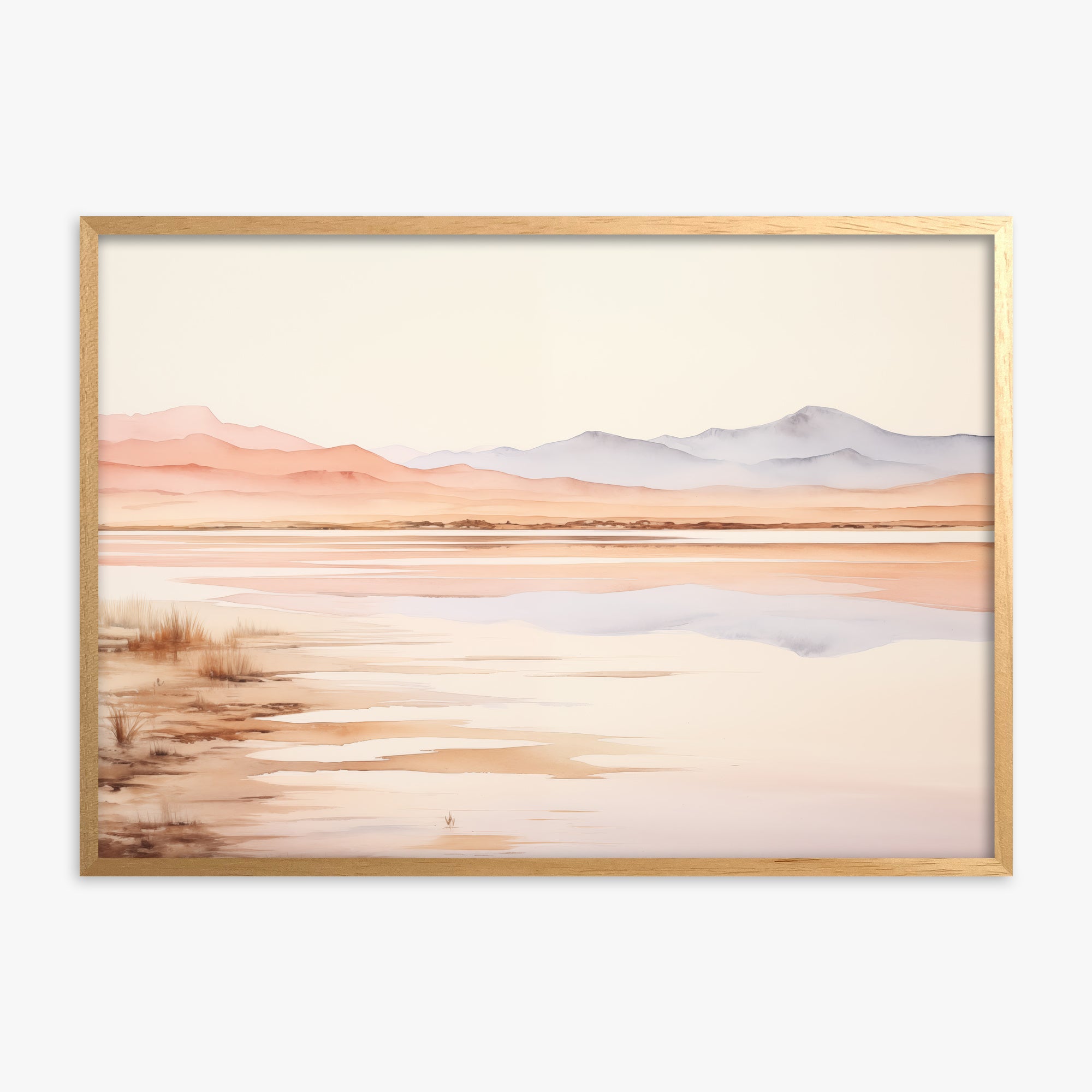 Desert Mirage Dawn, Oak Framed Poster With Oak Frame