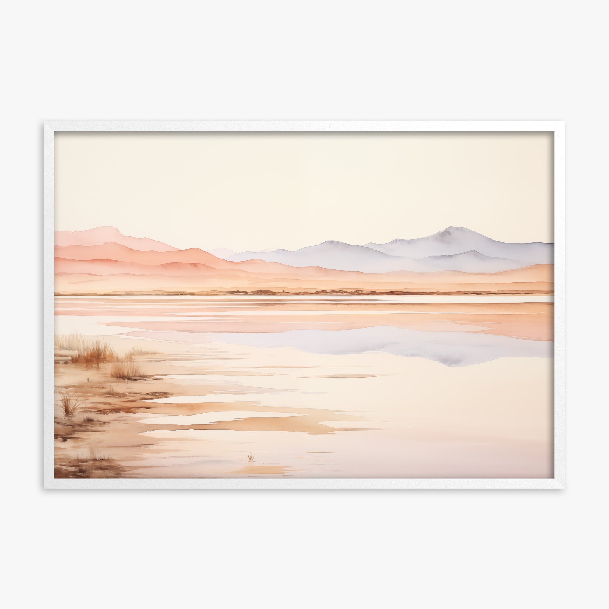 Desert Mirage Dawn, White Framed Poster With White Frame