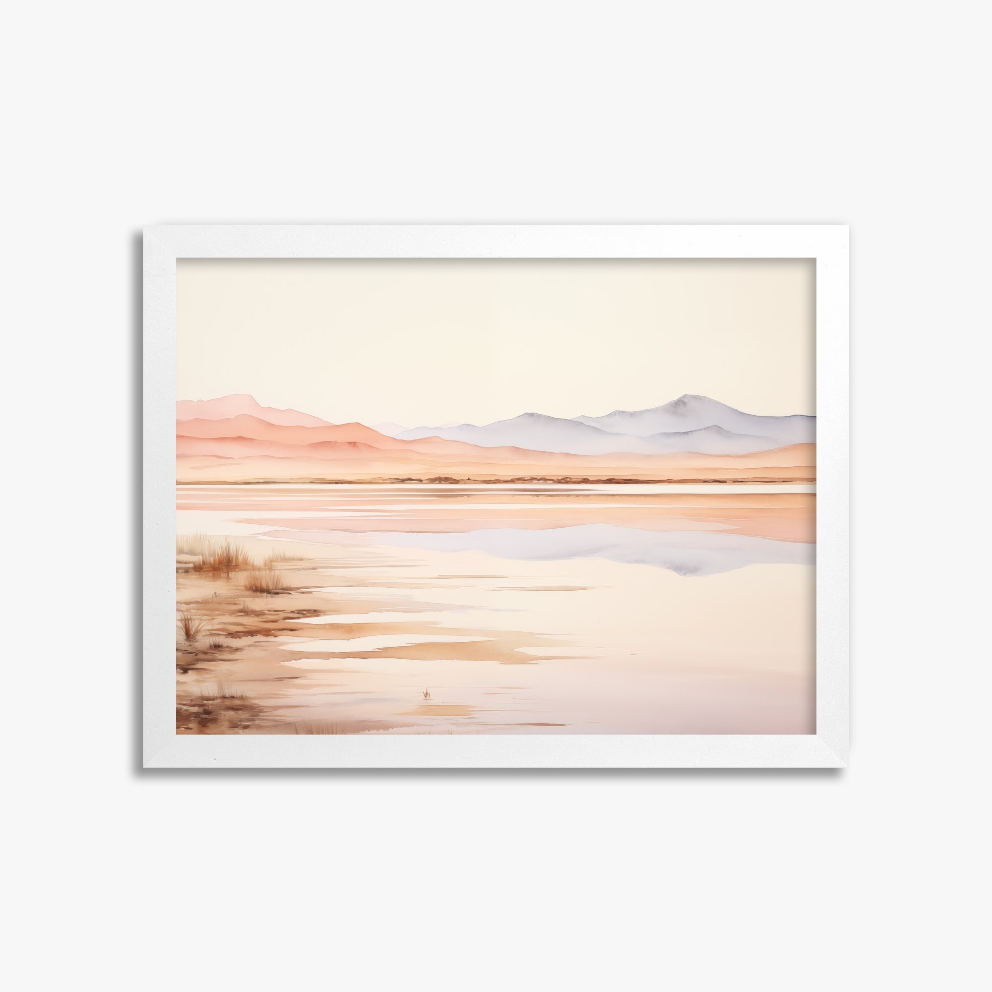 Desert Mirage Dawn, 30x40cm Framed Poster With White Frame