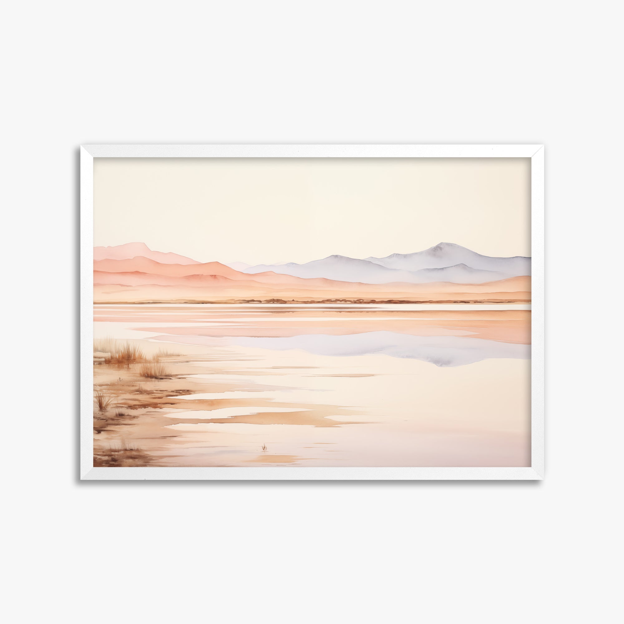 Desert Mirage Dawn, 50x70cm Framed Poster With White Frame
