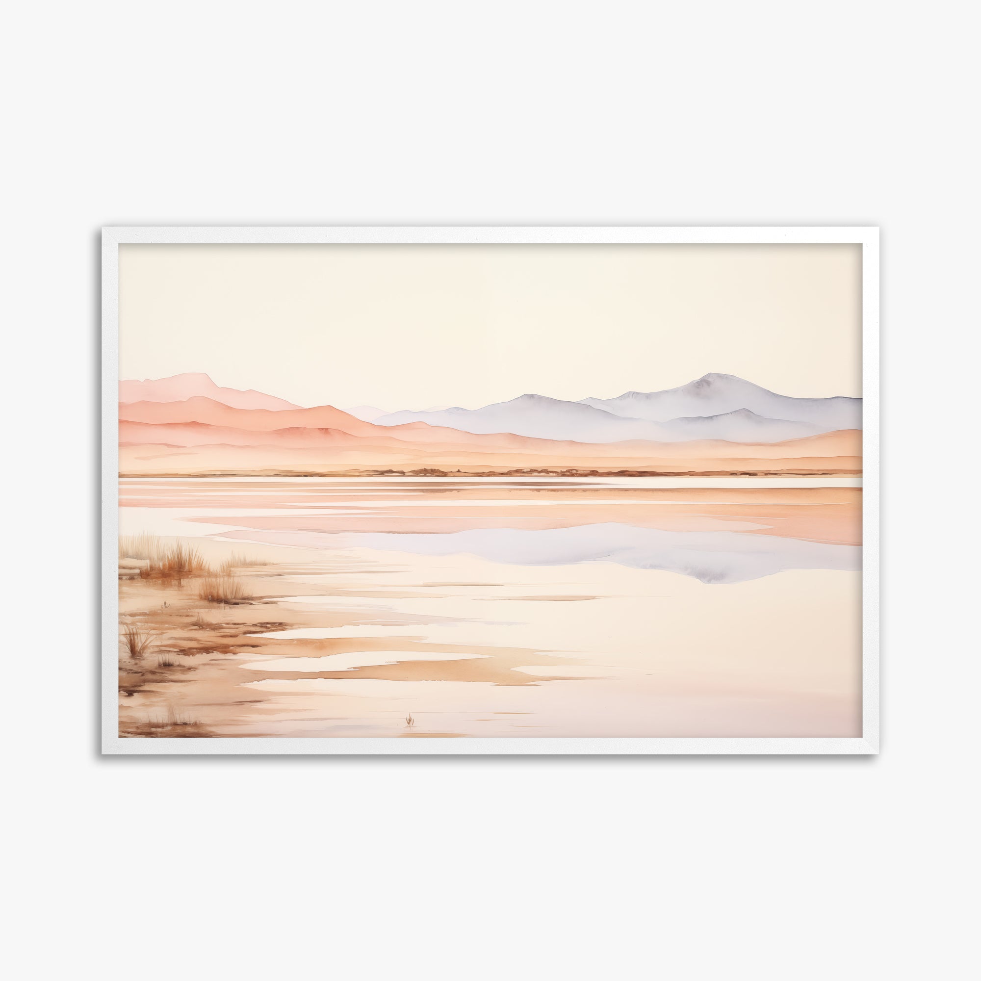 Desert Mirage Dawn, 61x91cm Framed Poster With White Frame