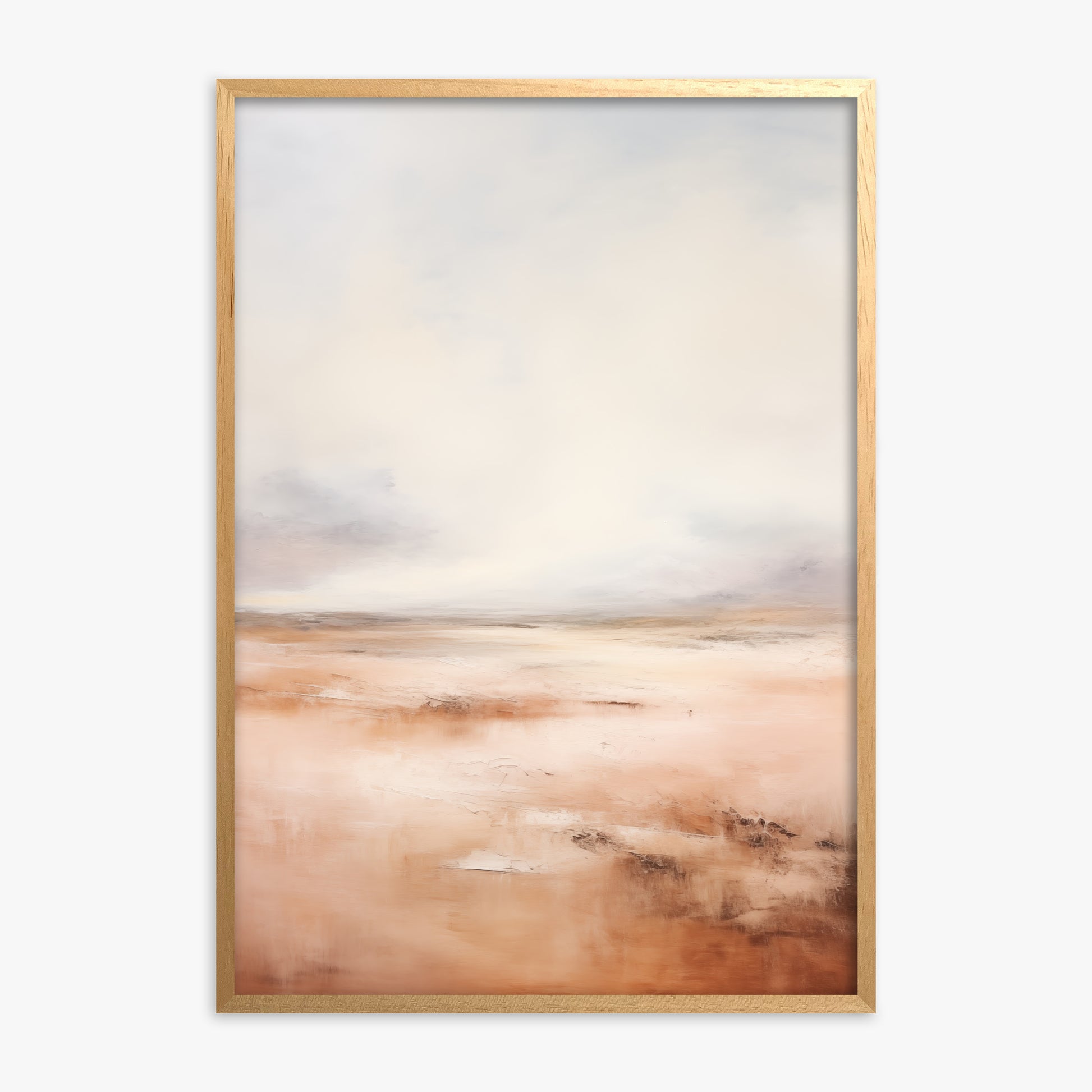 Tranquil Desert Dawn, Oak Framed Poster With Oak Frame