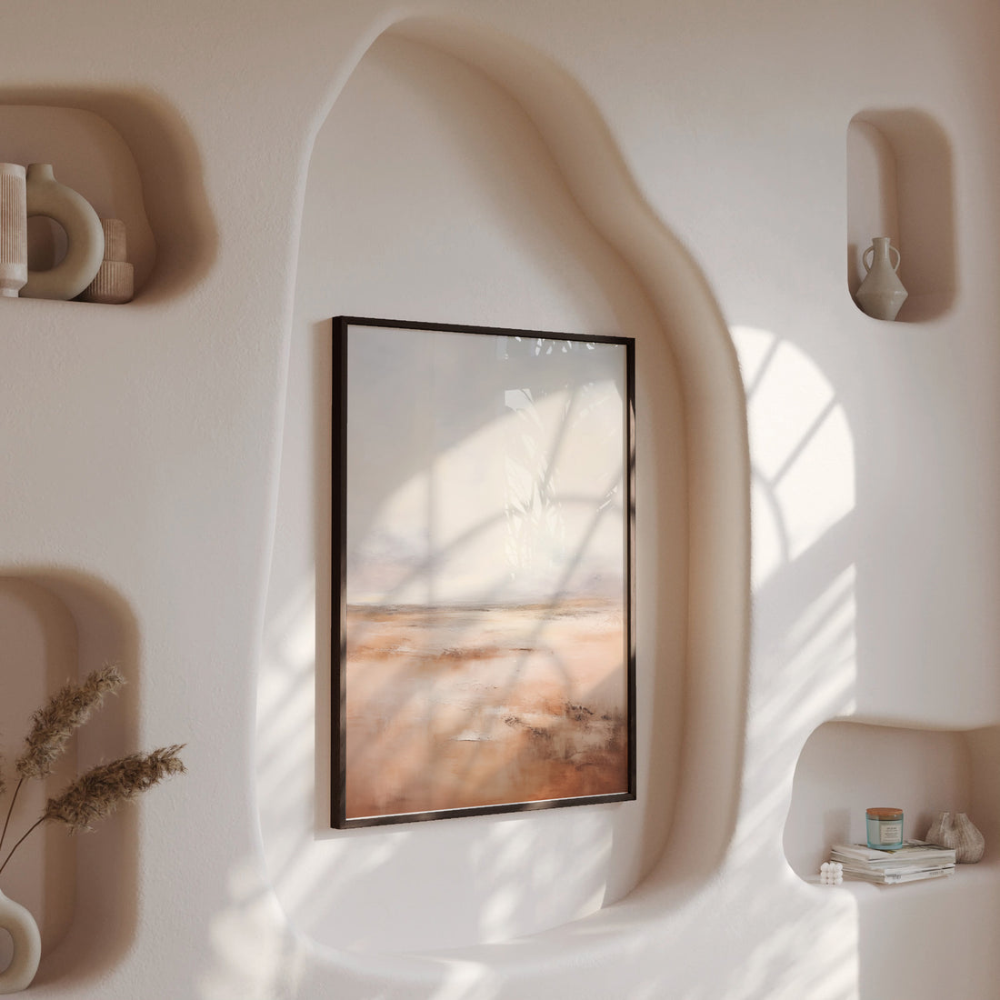 Tranquil Desert Dawn, 50x70cm Framed Poster With Black Frame