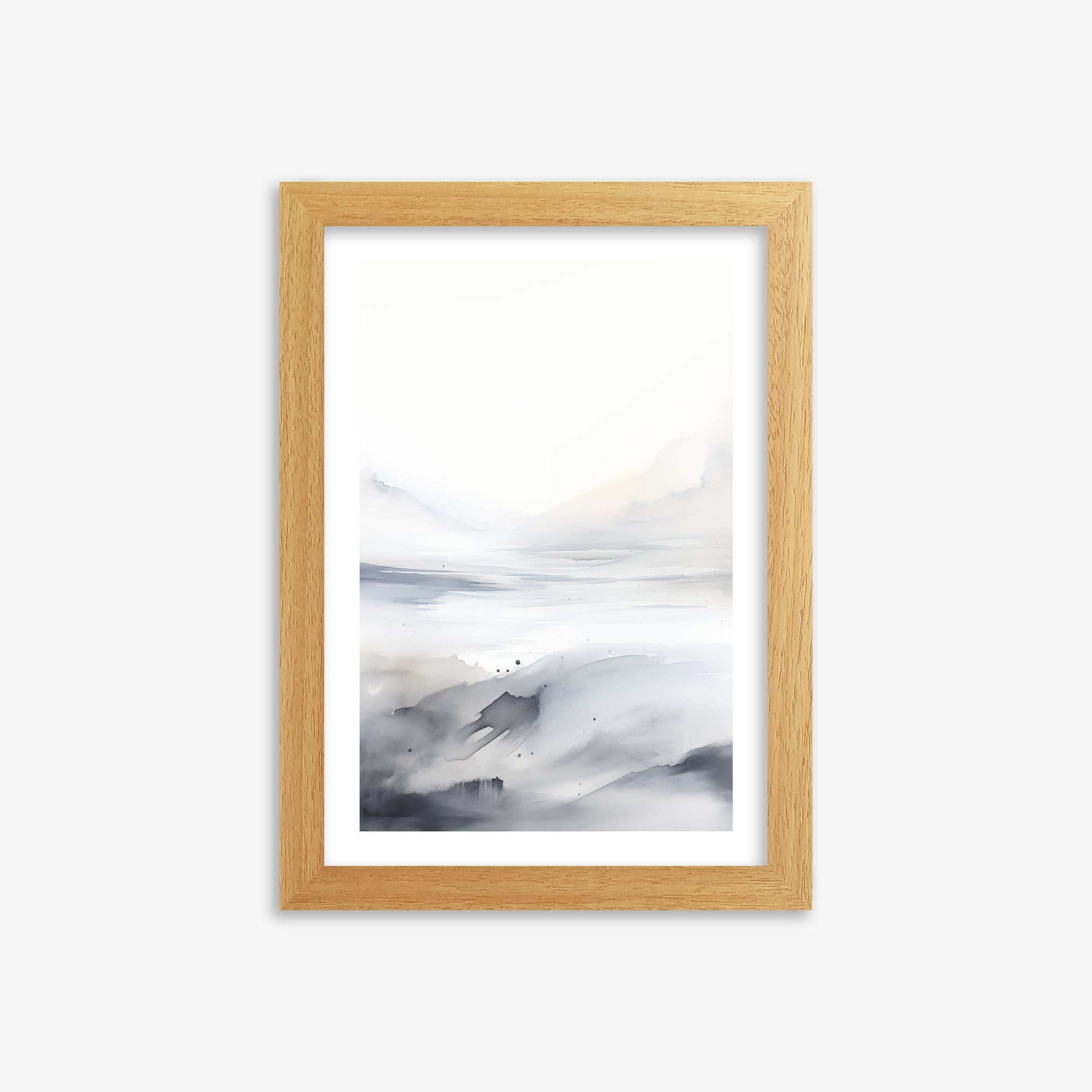 Misty Horizon Whisper, 21x30cm Framed Poster With Oak Frame