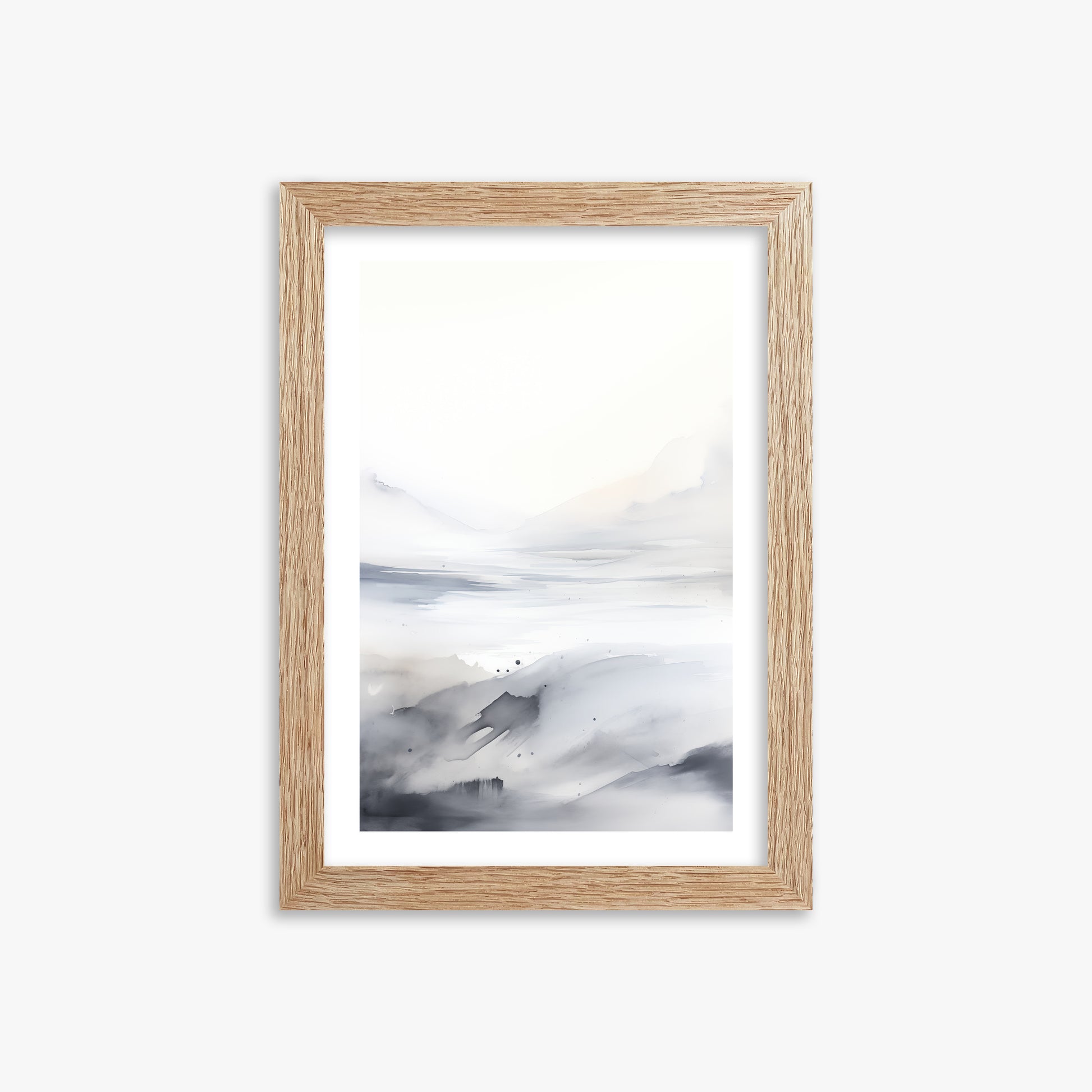 Misty Horizon Whisper, 21x30cm Framed Poster With Raw Oak Frame