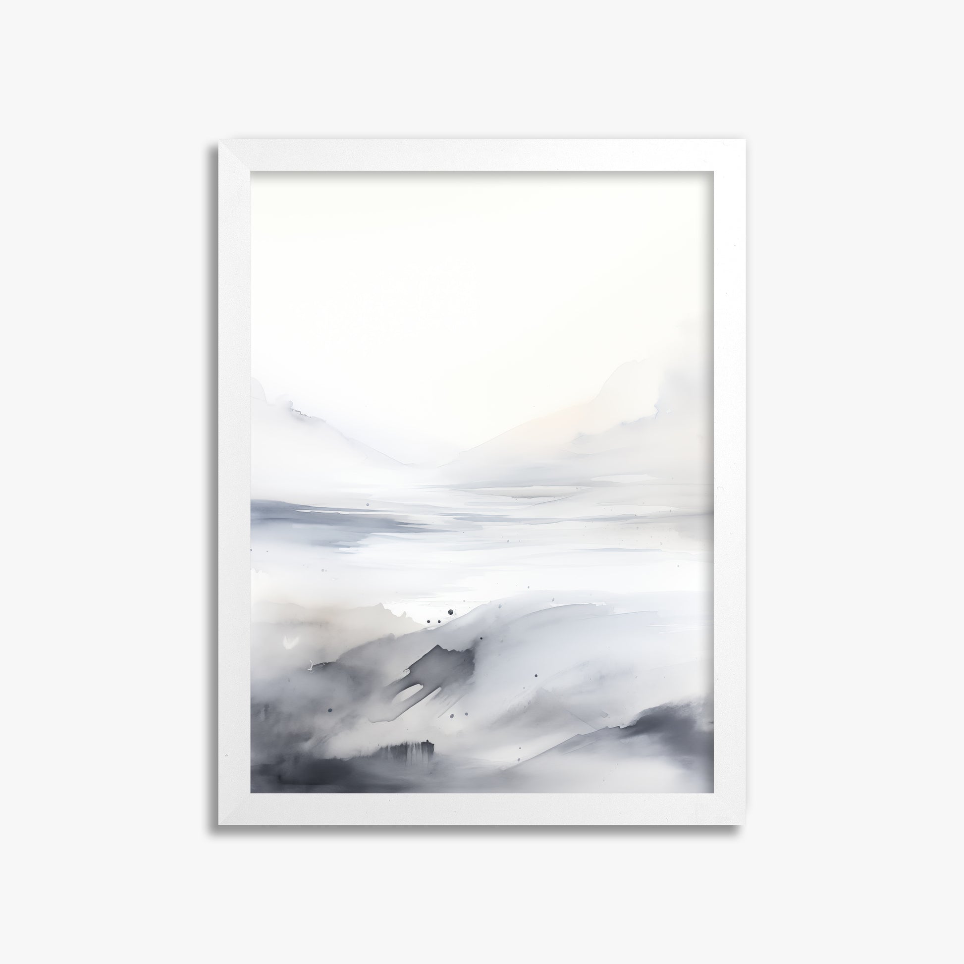 Misty Horizon Whisper, 30x40cm Framed Poster With White Frame