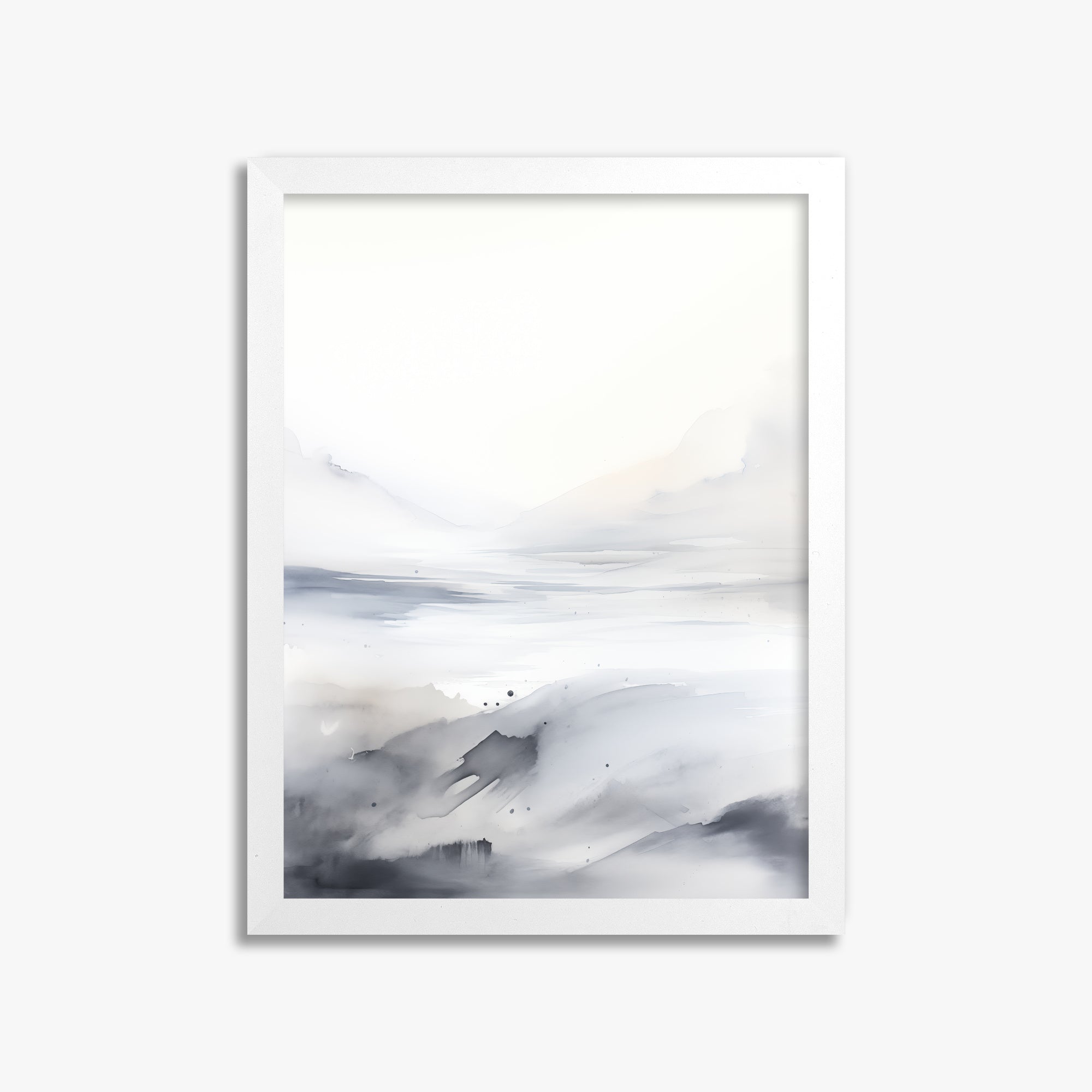 Misty Horizon Whisper, 30x40cm Framed Poster With White Frame