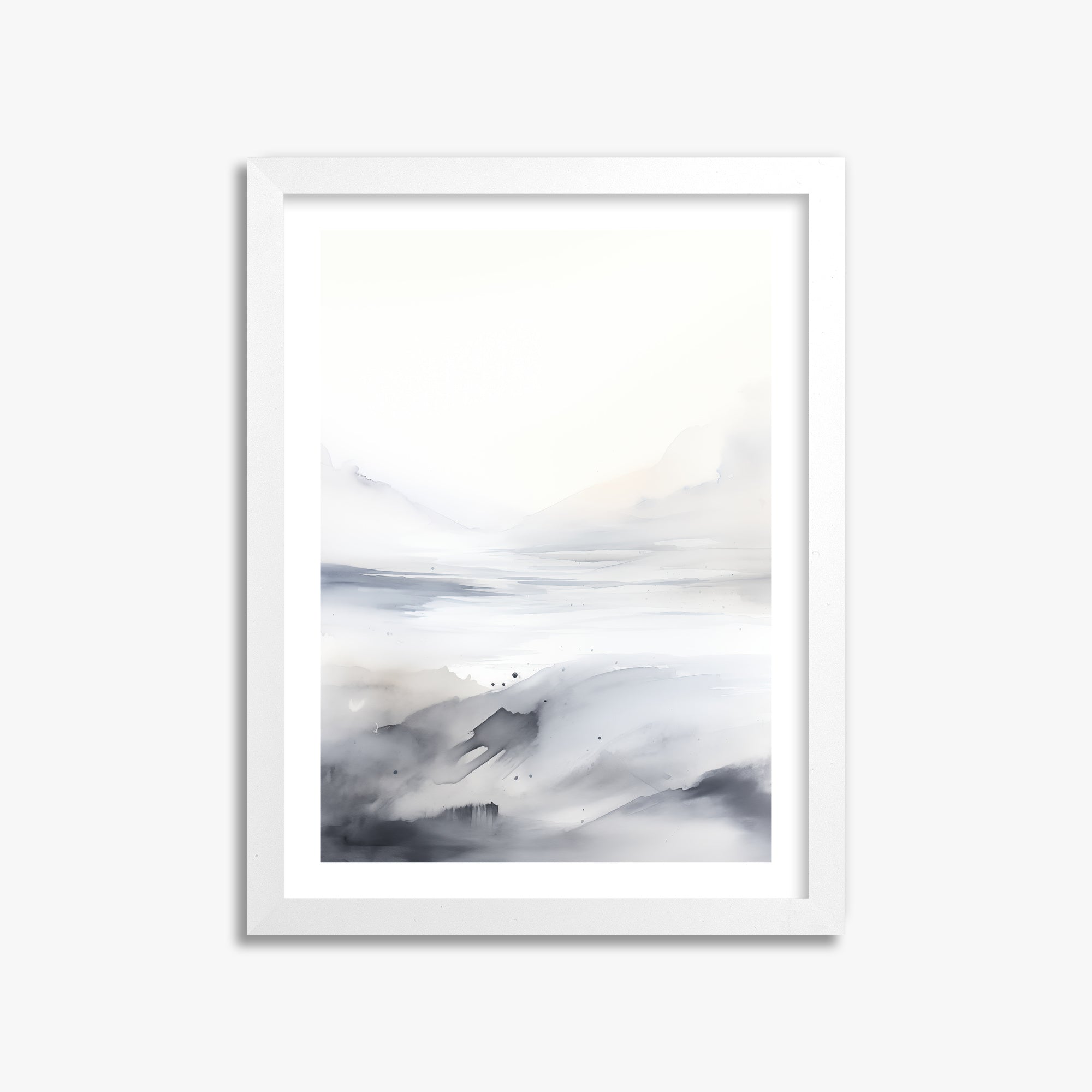Misty Horizon Whisper, 30x40cm Framed Poster With White Frame